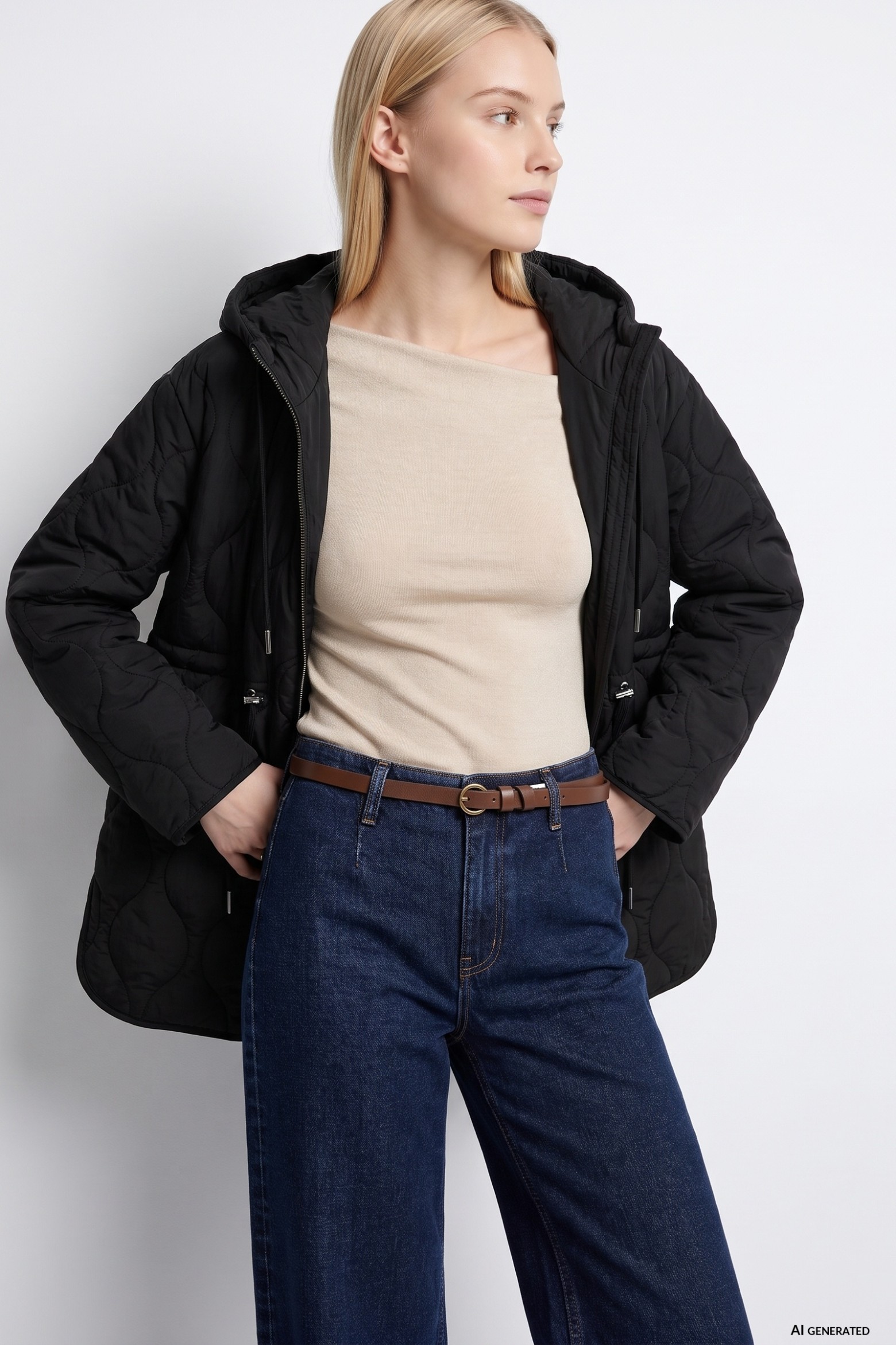 Black Puffer Hooded Jacket