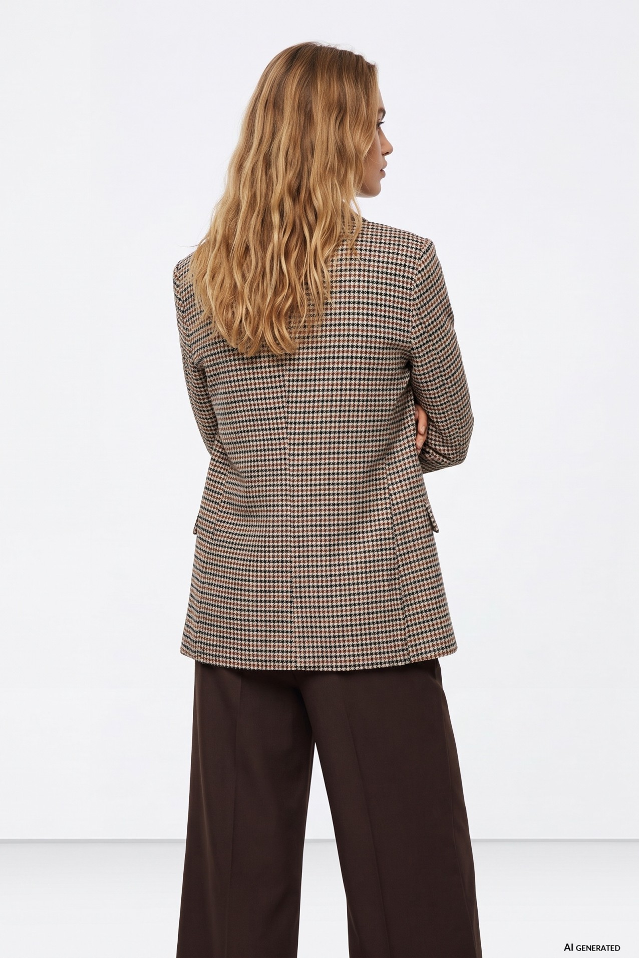 Blazer bege oversize xadrez