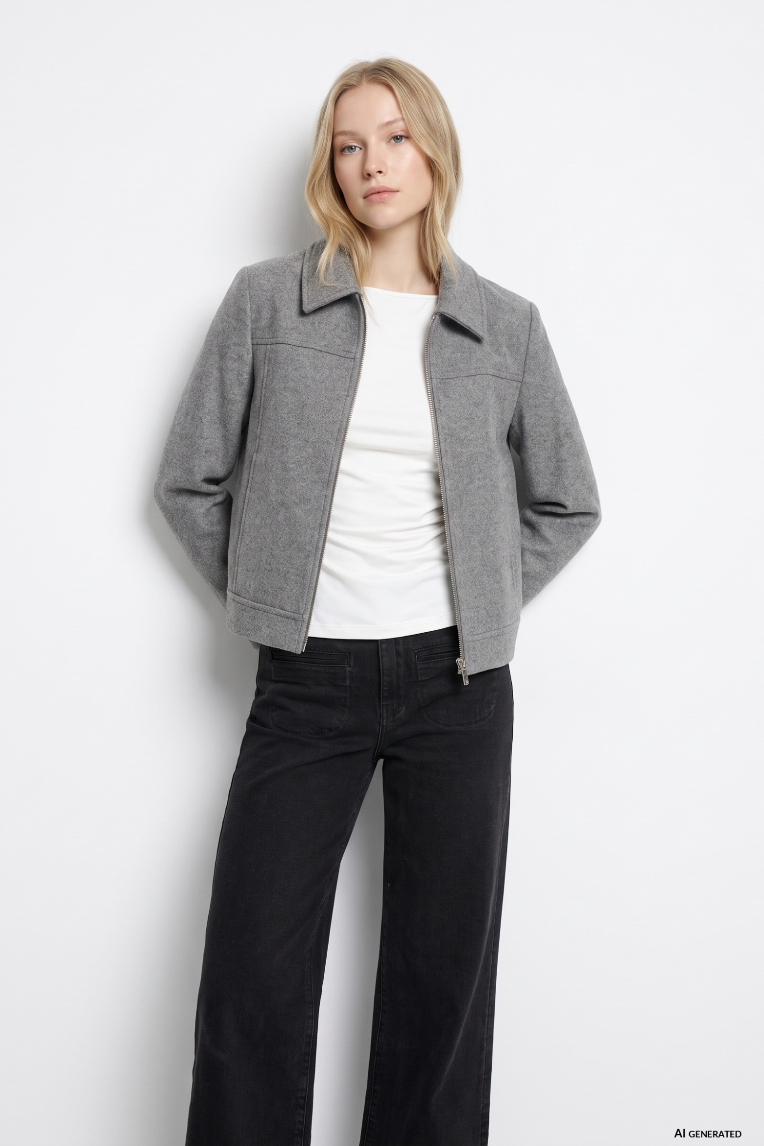 Chaqueta gris melange minimal