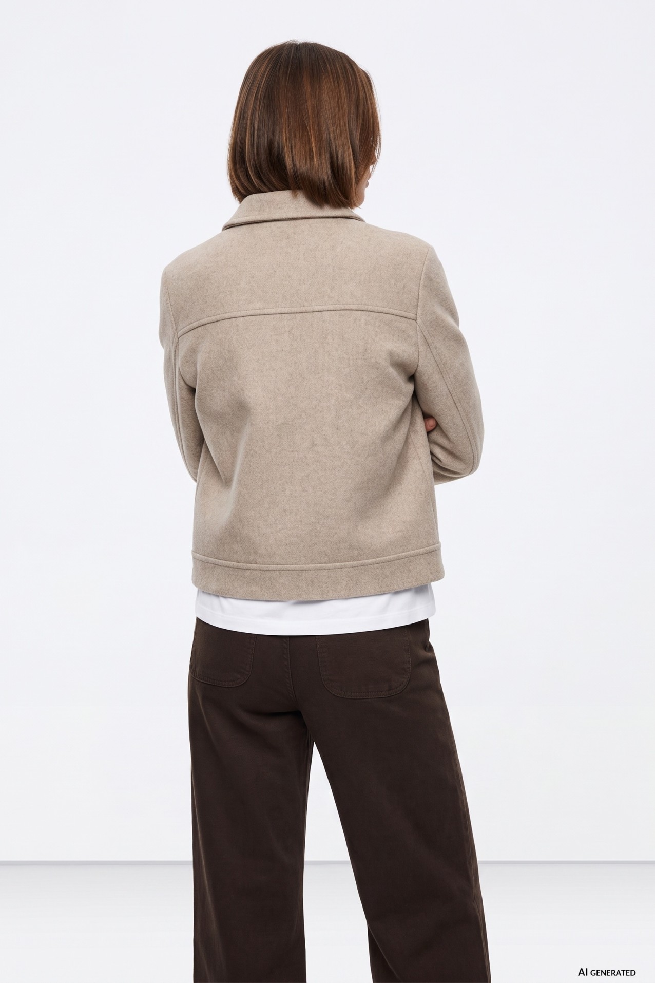 Chaqueta corta beige minimal