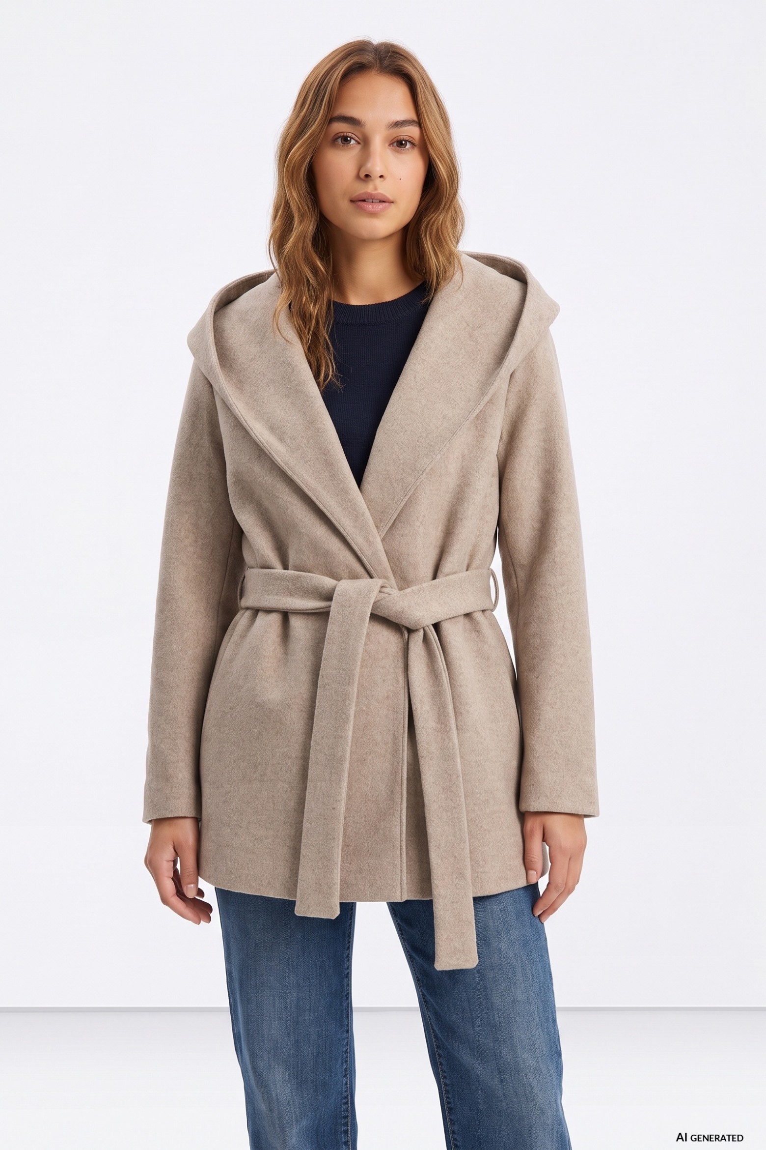 Beige Coat With Hood
