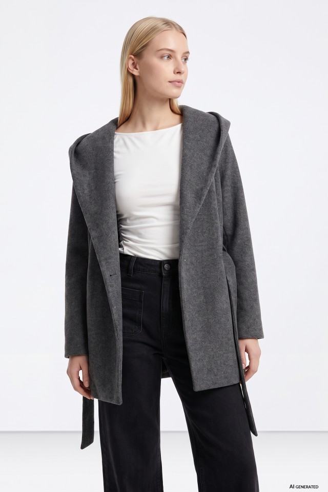 Casaco cinzento melange oversized