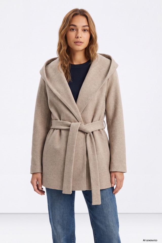 Chaqueta beige con cintur�n