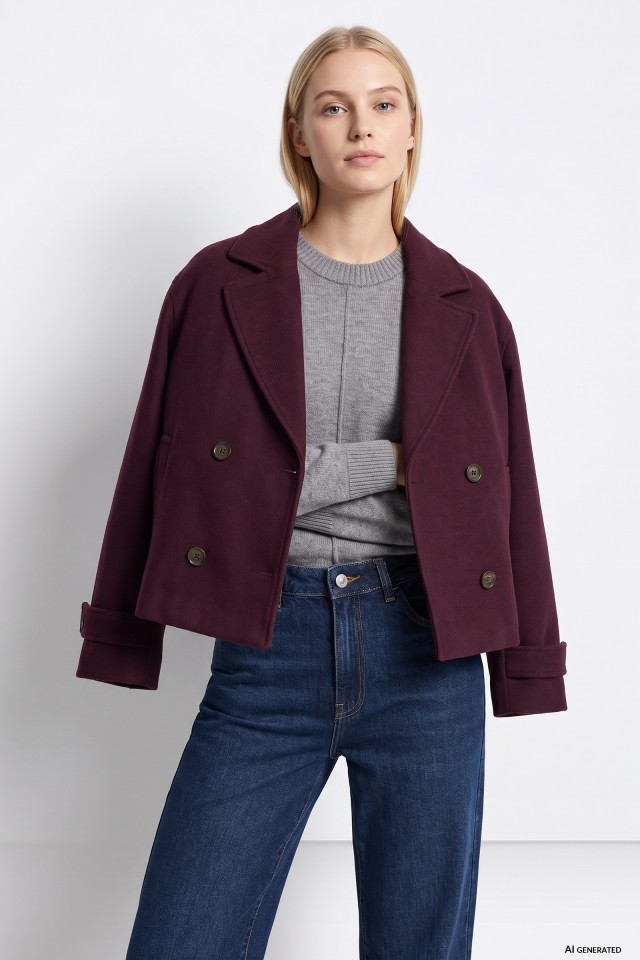 Chaqueta burdeos corte recto