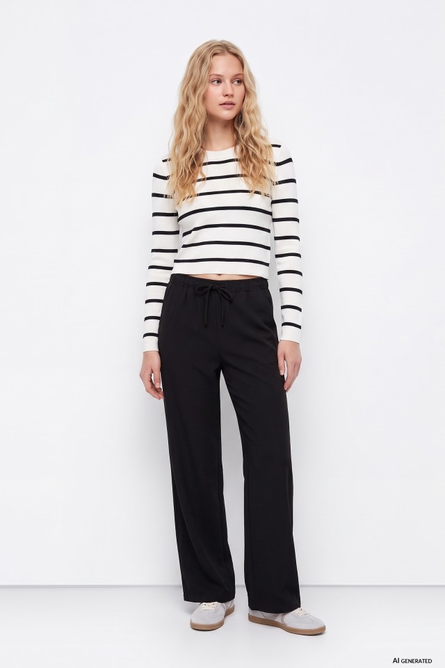 Wide Leg Black Trousers