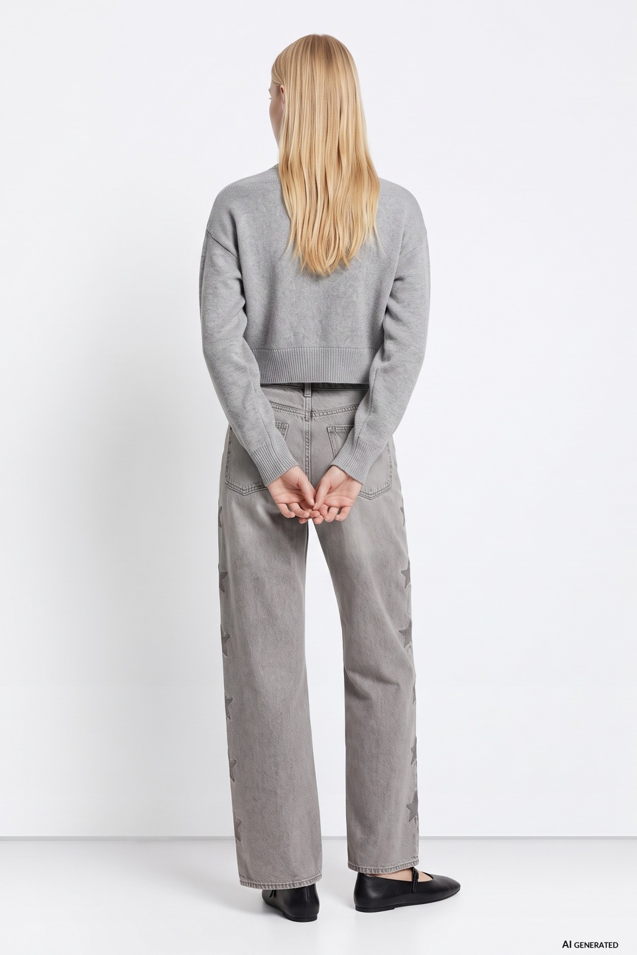Grey Straight-Leg Jeans