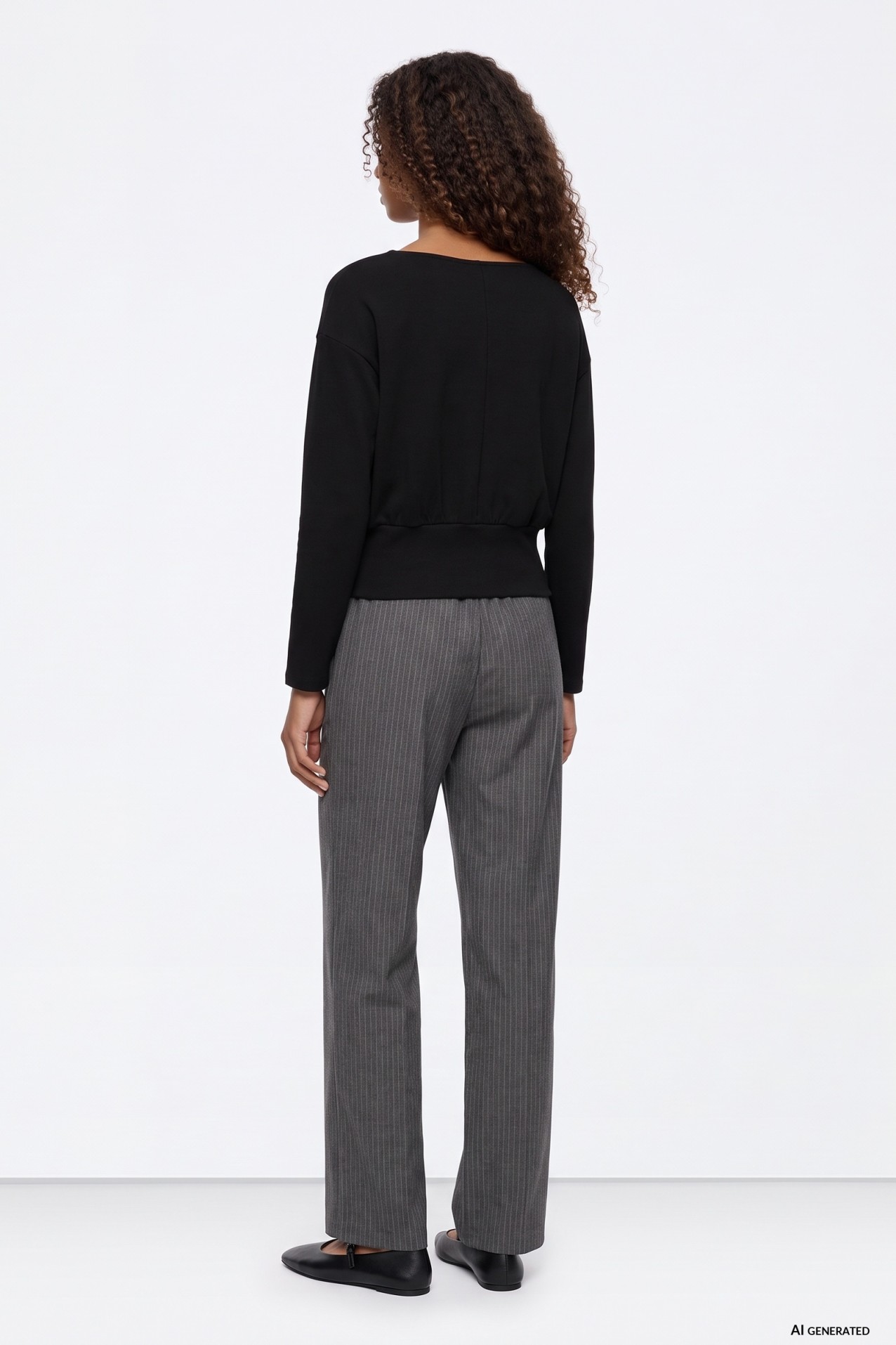 Grey Melange Wide Trousers