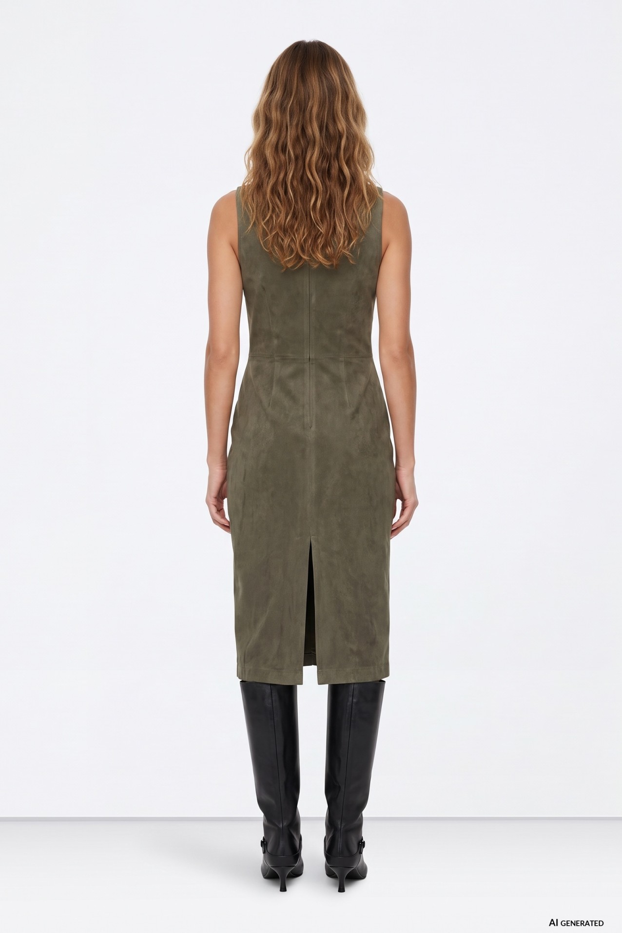 Vestido midi verde sin mangas