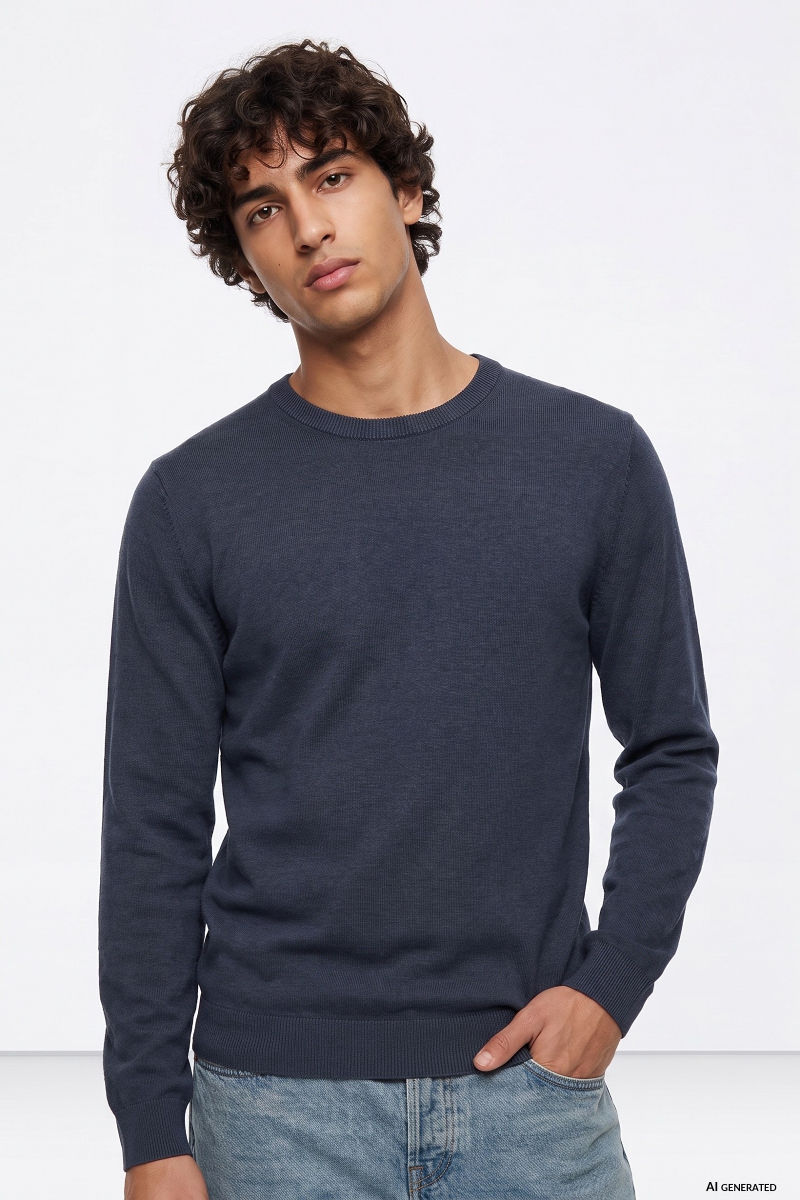 Blue Slim Fit Sweater