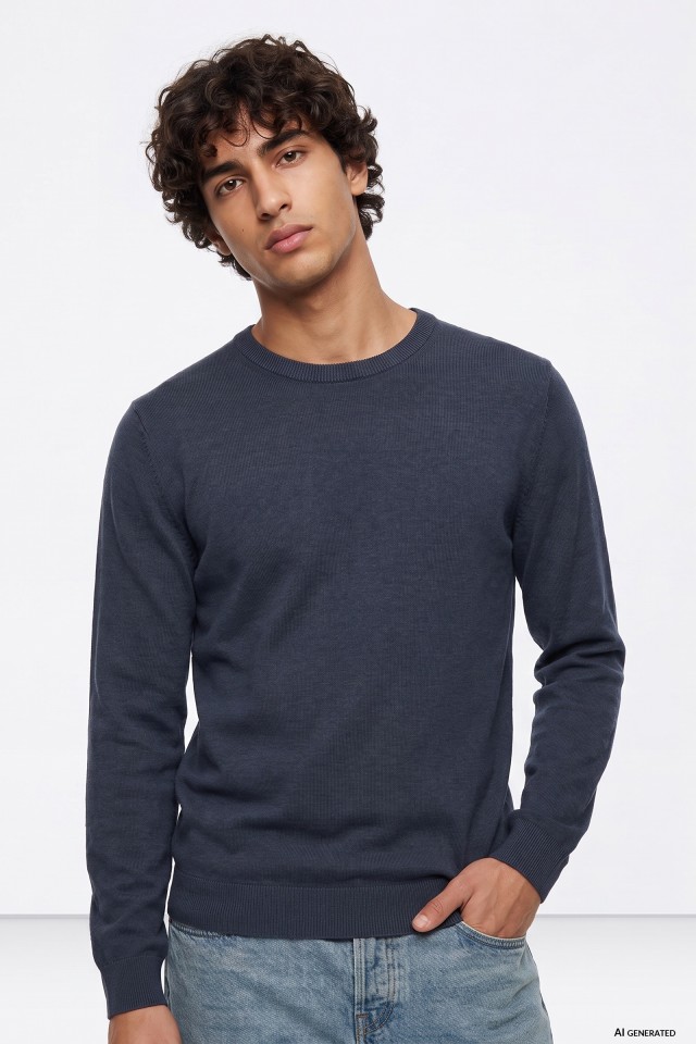 Blue Slim Fit Sweater