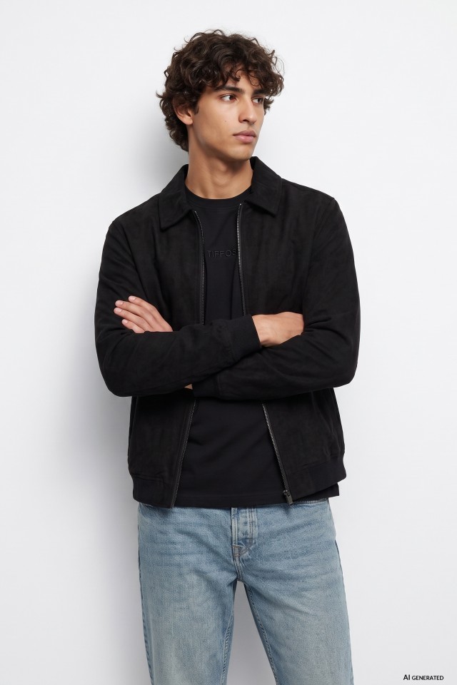 Black casual fit jacket