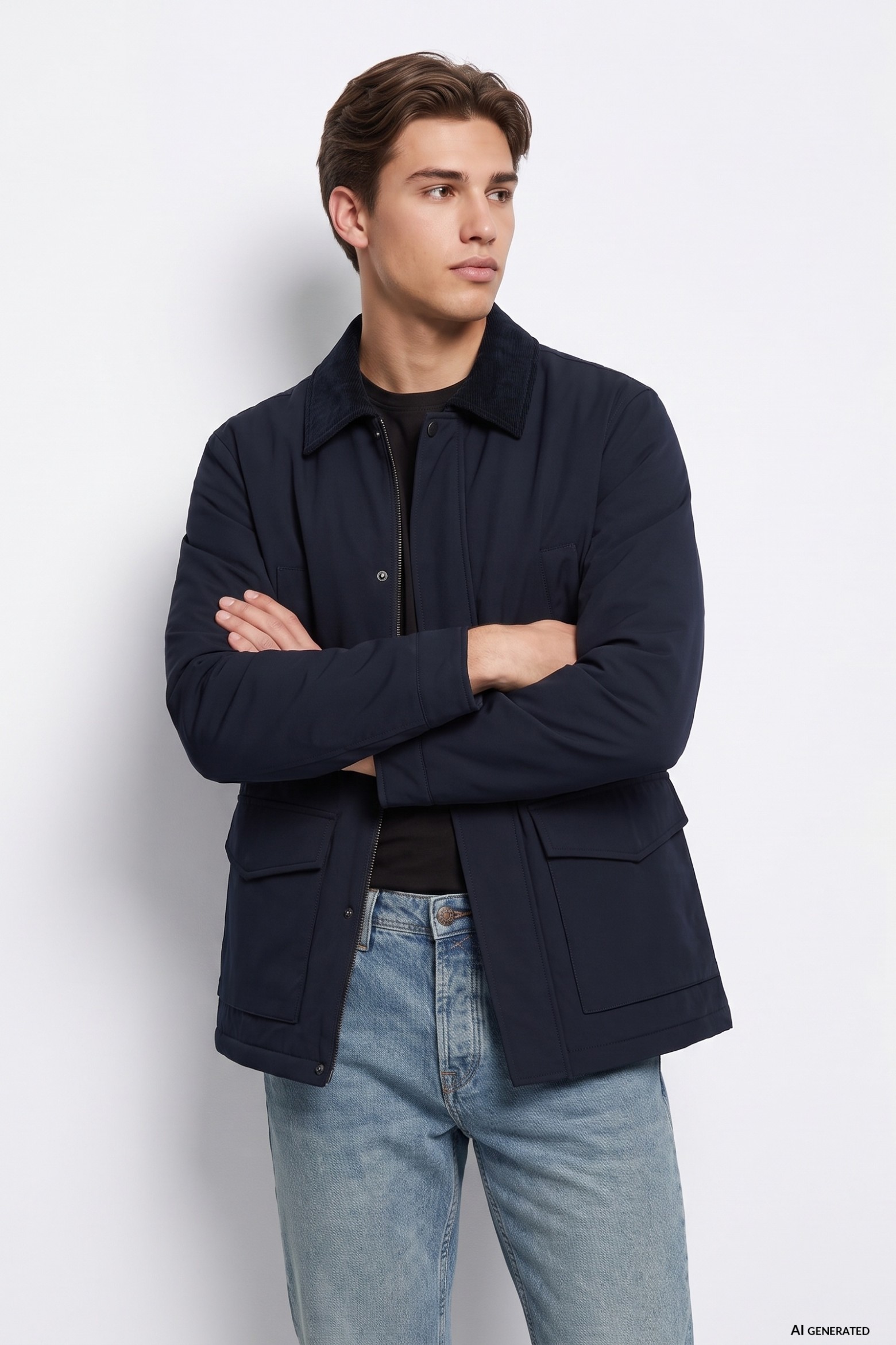 Dark Blue Casual Jacket