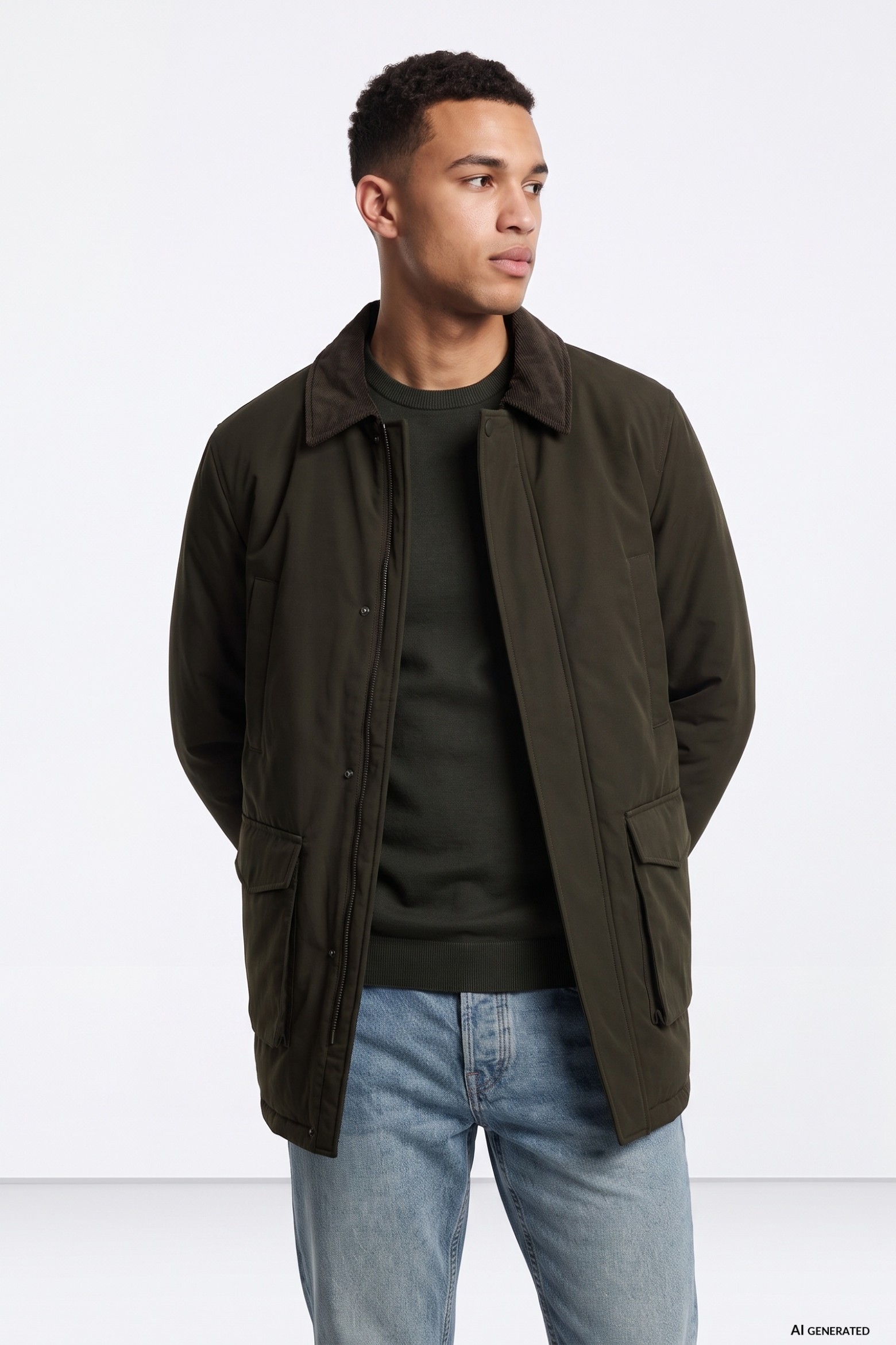 Casaco verde corte casual