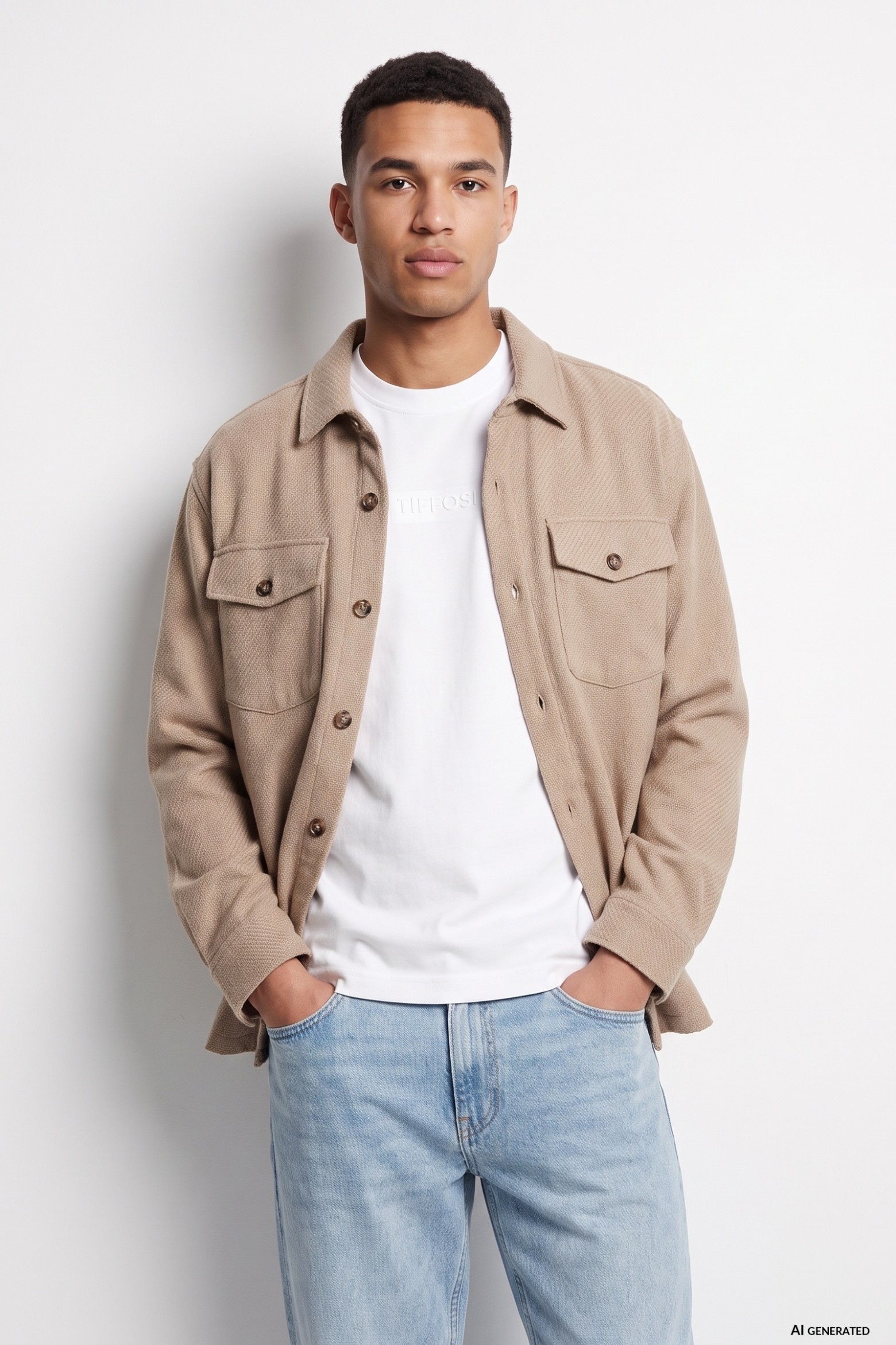 Camisa beige oversize casual