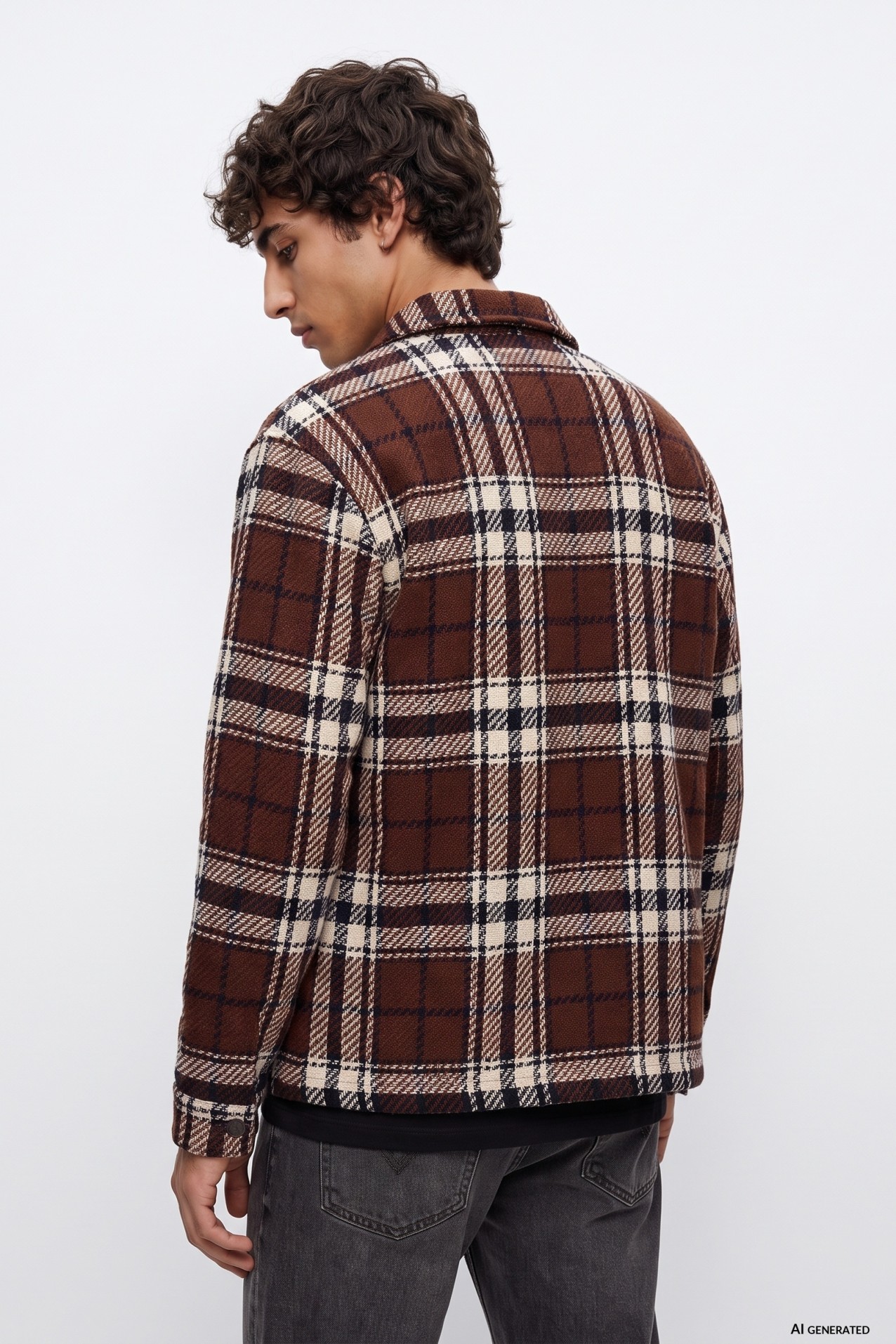 Camisa xadrez castanho escuro