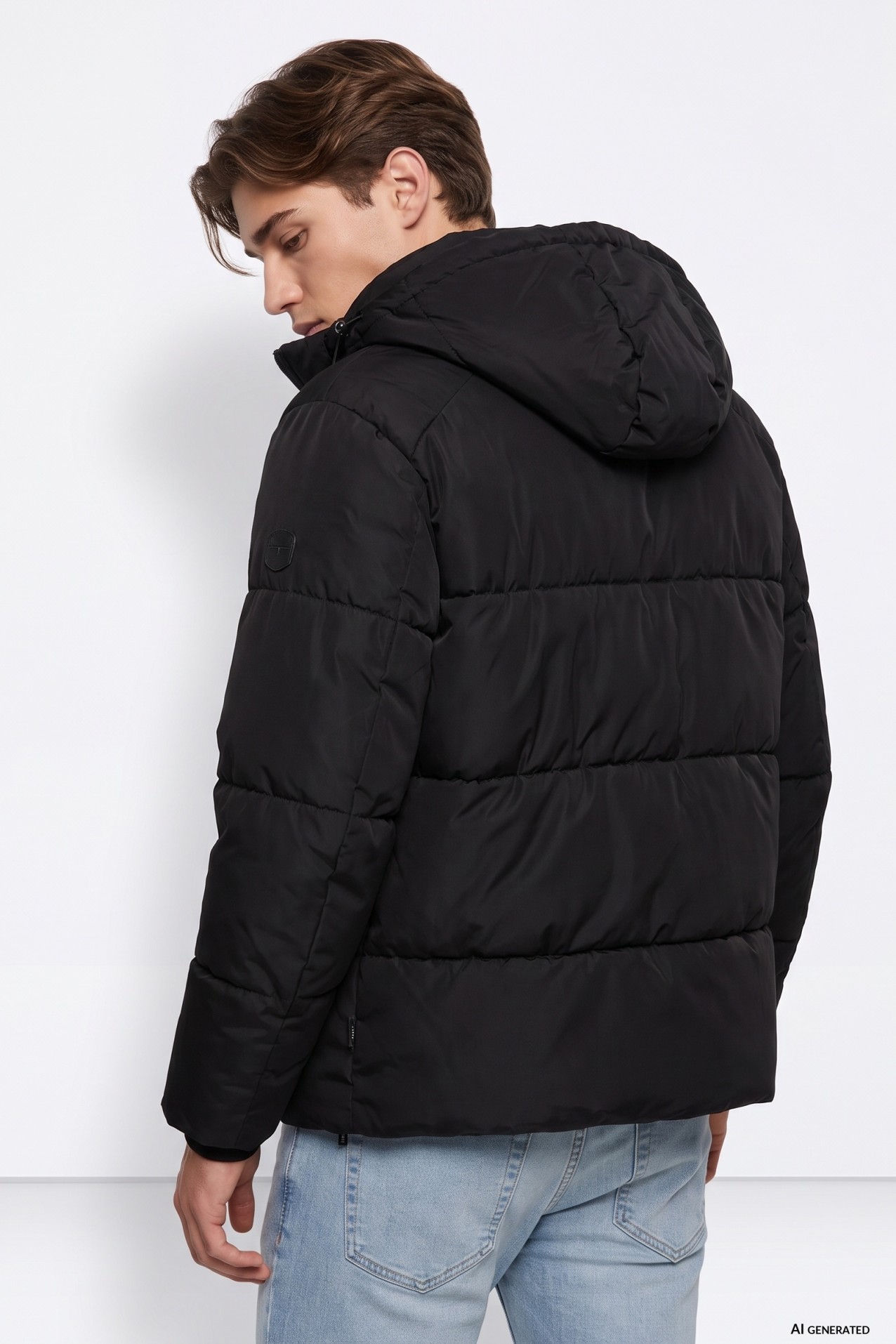 Black Puffer Hooded Jacket