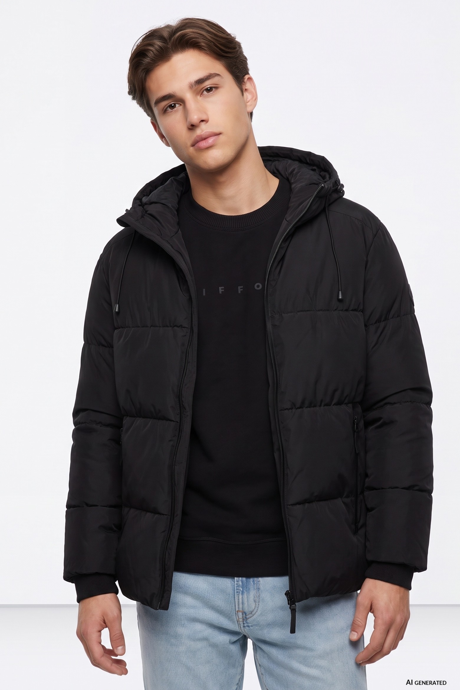 Black Puffer Hooded Jacket