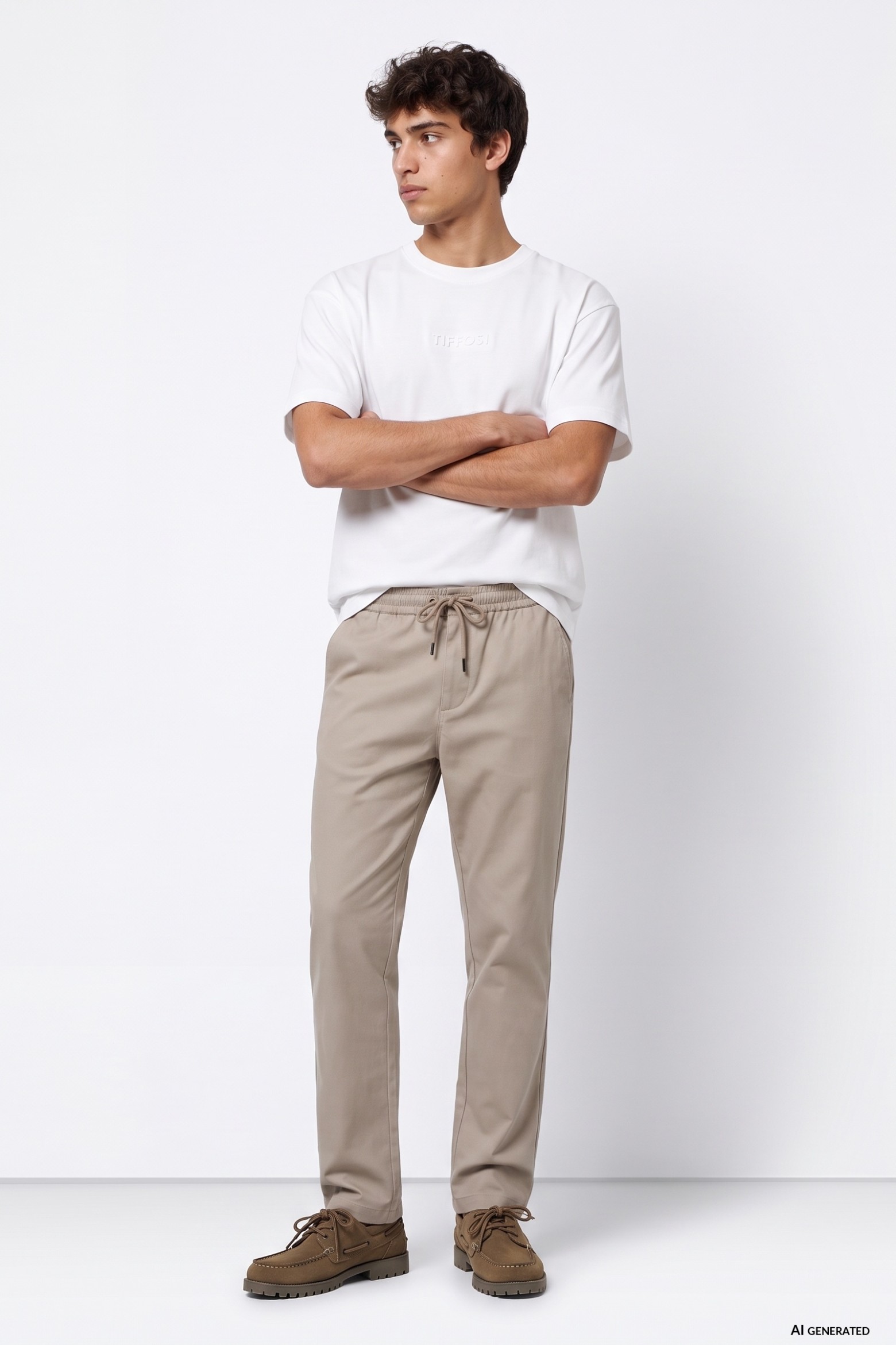 Beige Relaxed Fit Trousers