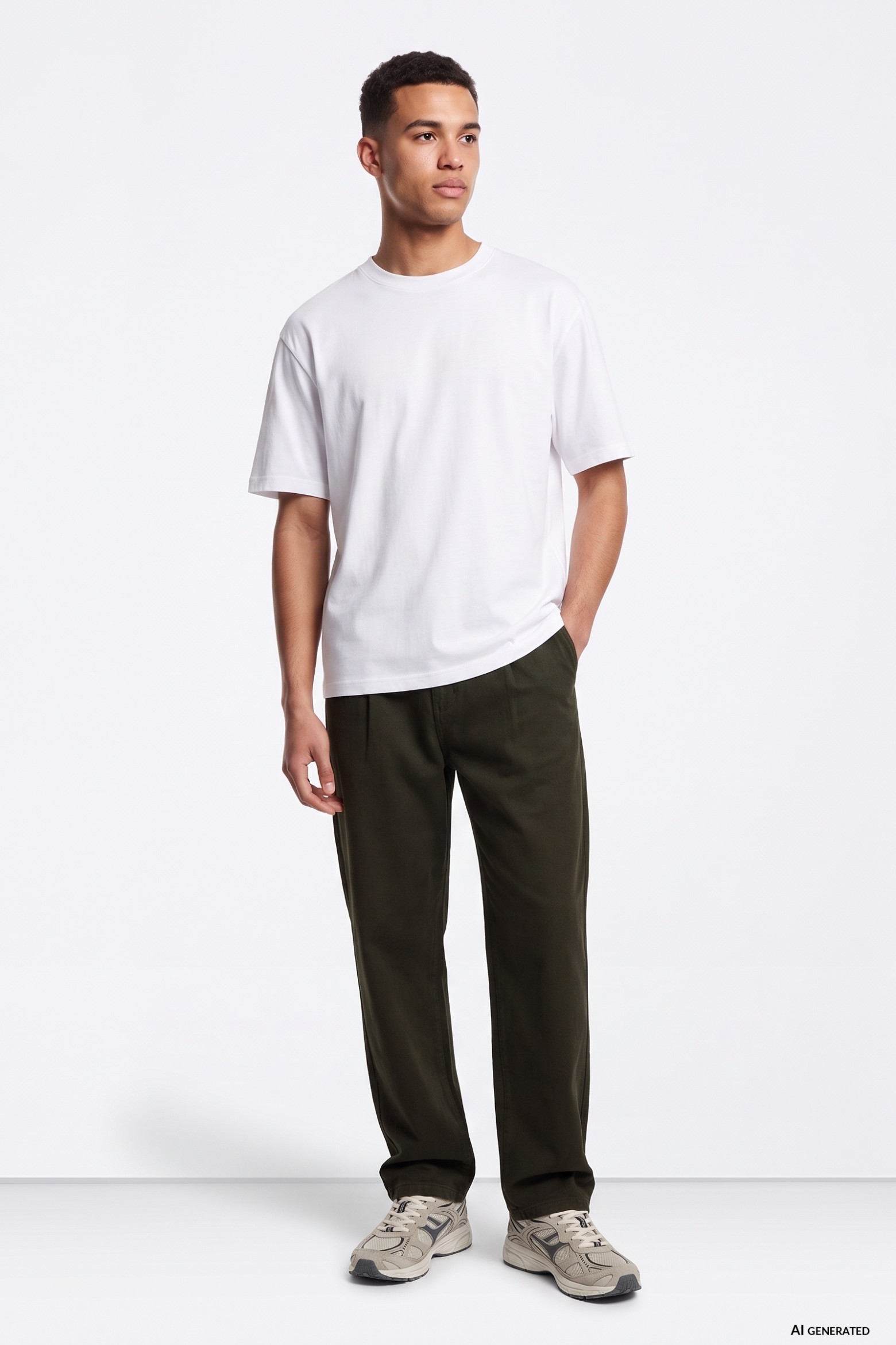 Loose Fit Green Trousers