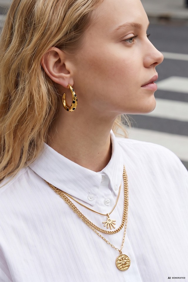 Colar dourado medalhas camadas