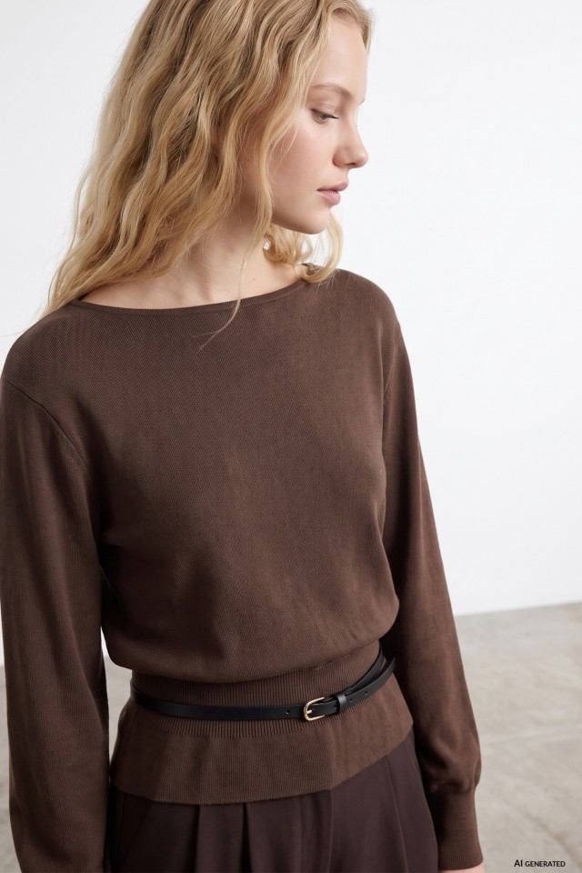 Camisola castanha com cinto