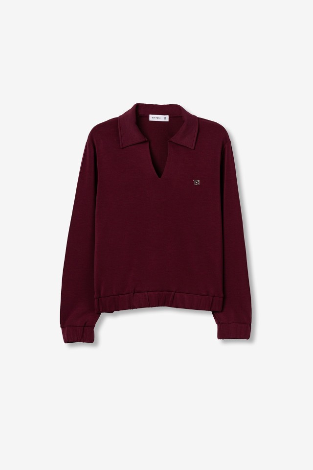 Camisola cor vinho gola em V Camisola cor vinho gola em V