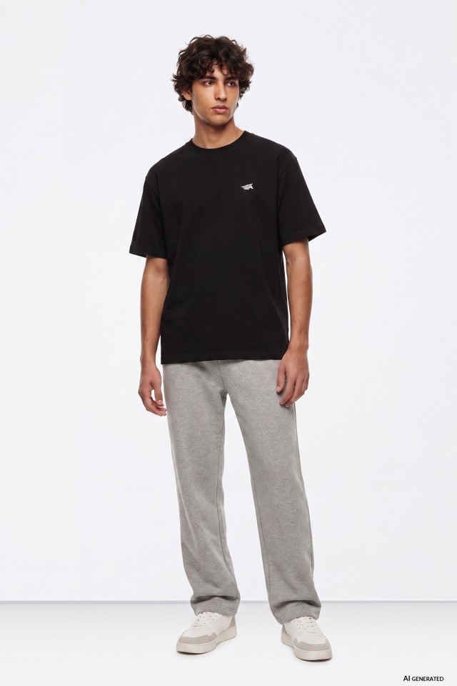 Grey Baggy Fit Trousers