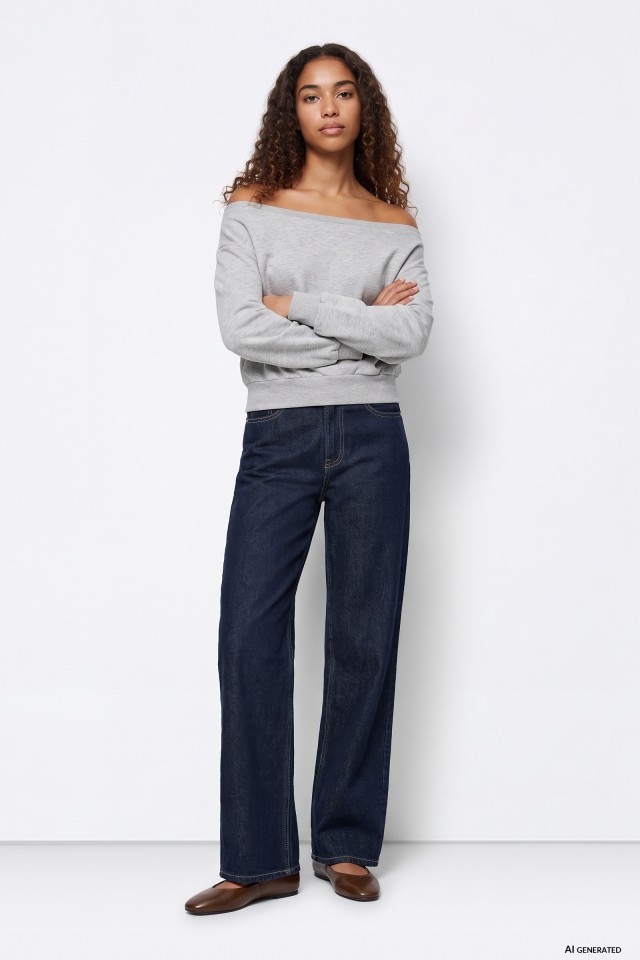 Straight-leg dark denim jeans