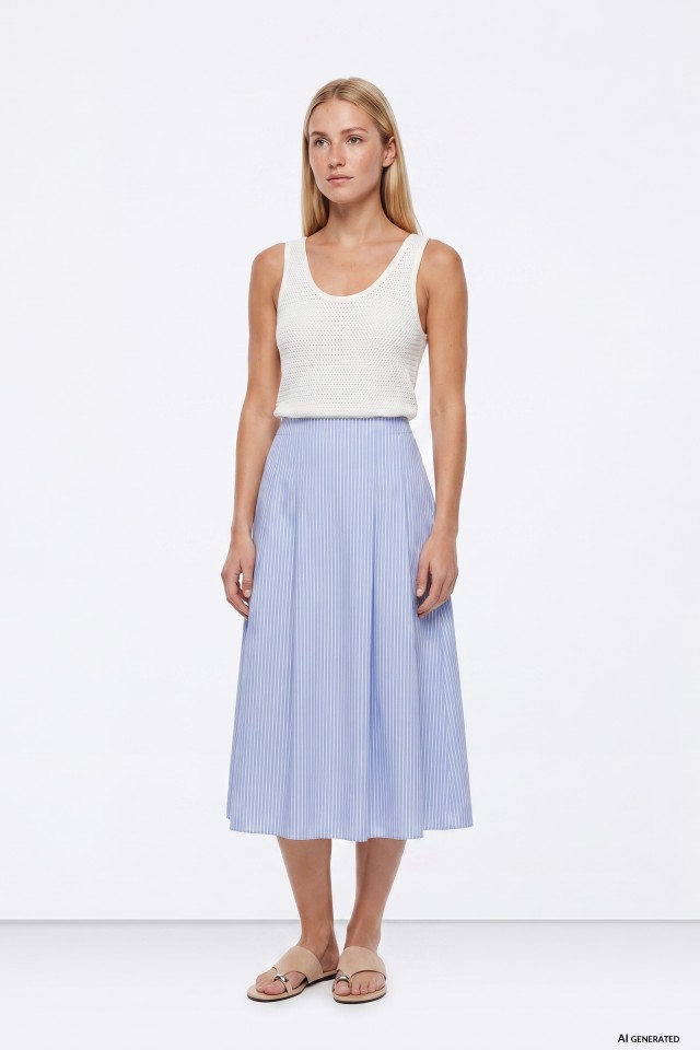 Light Blue Midi Skirt