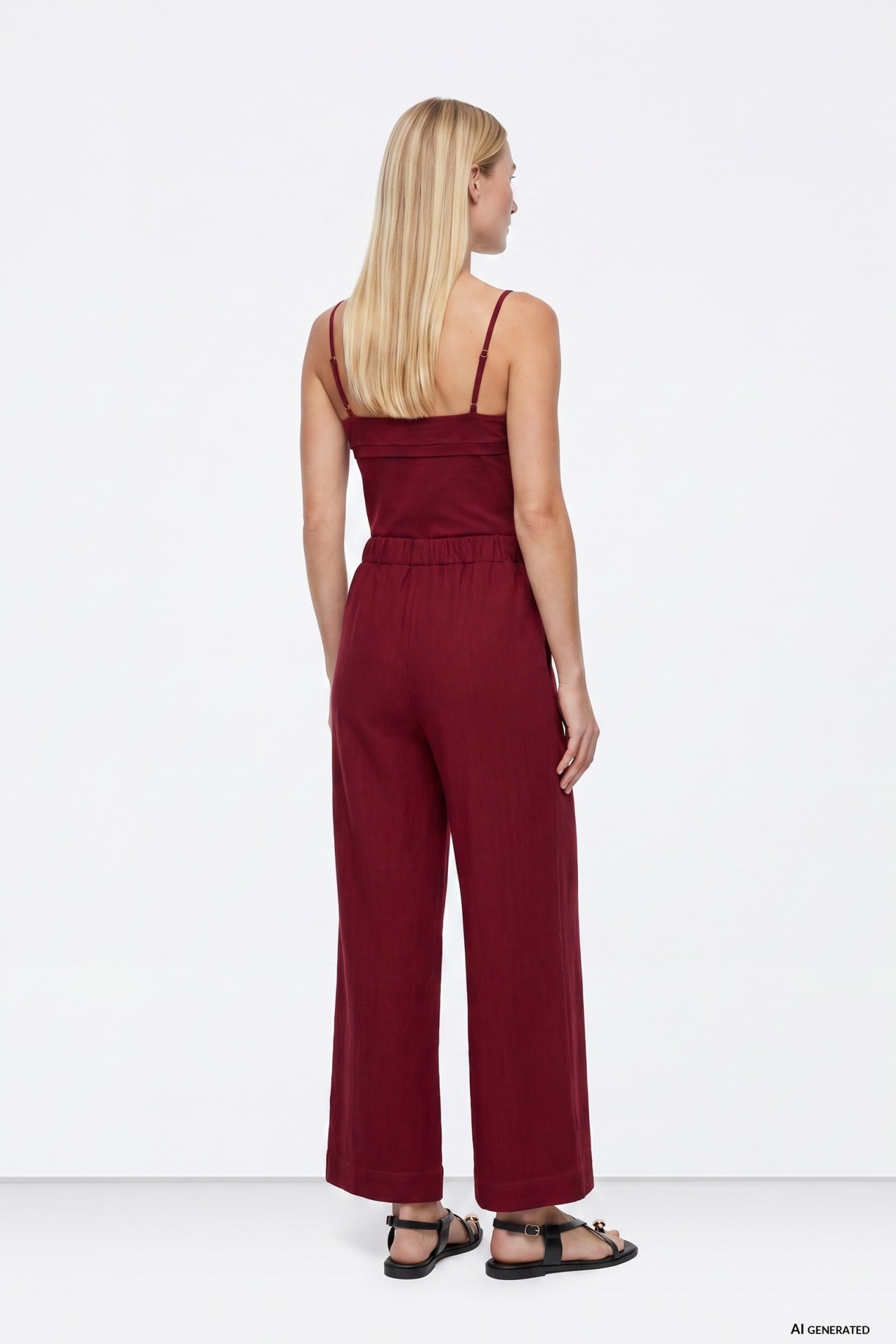 Wide Leg Burgundy Trousers