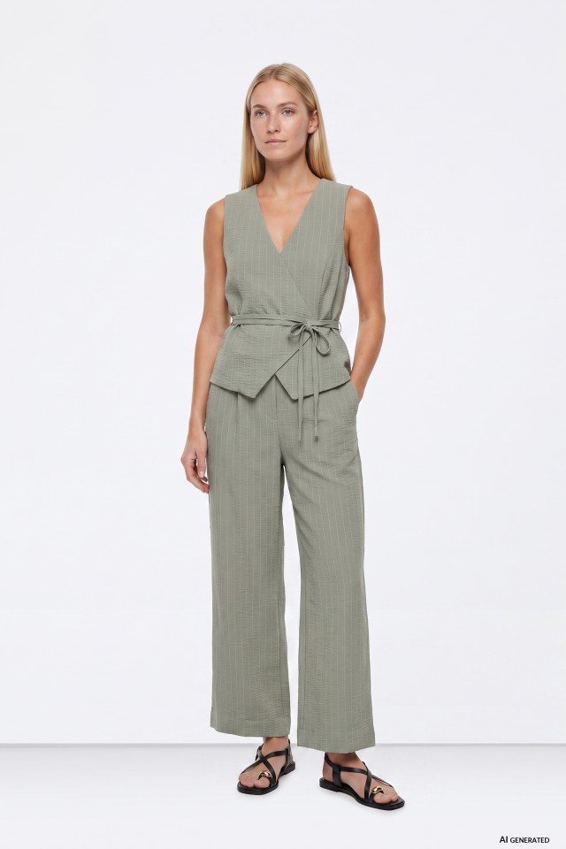 Wide Leg Soft Green Pants