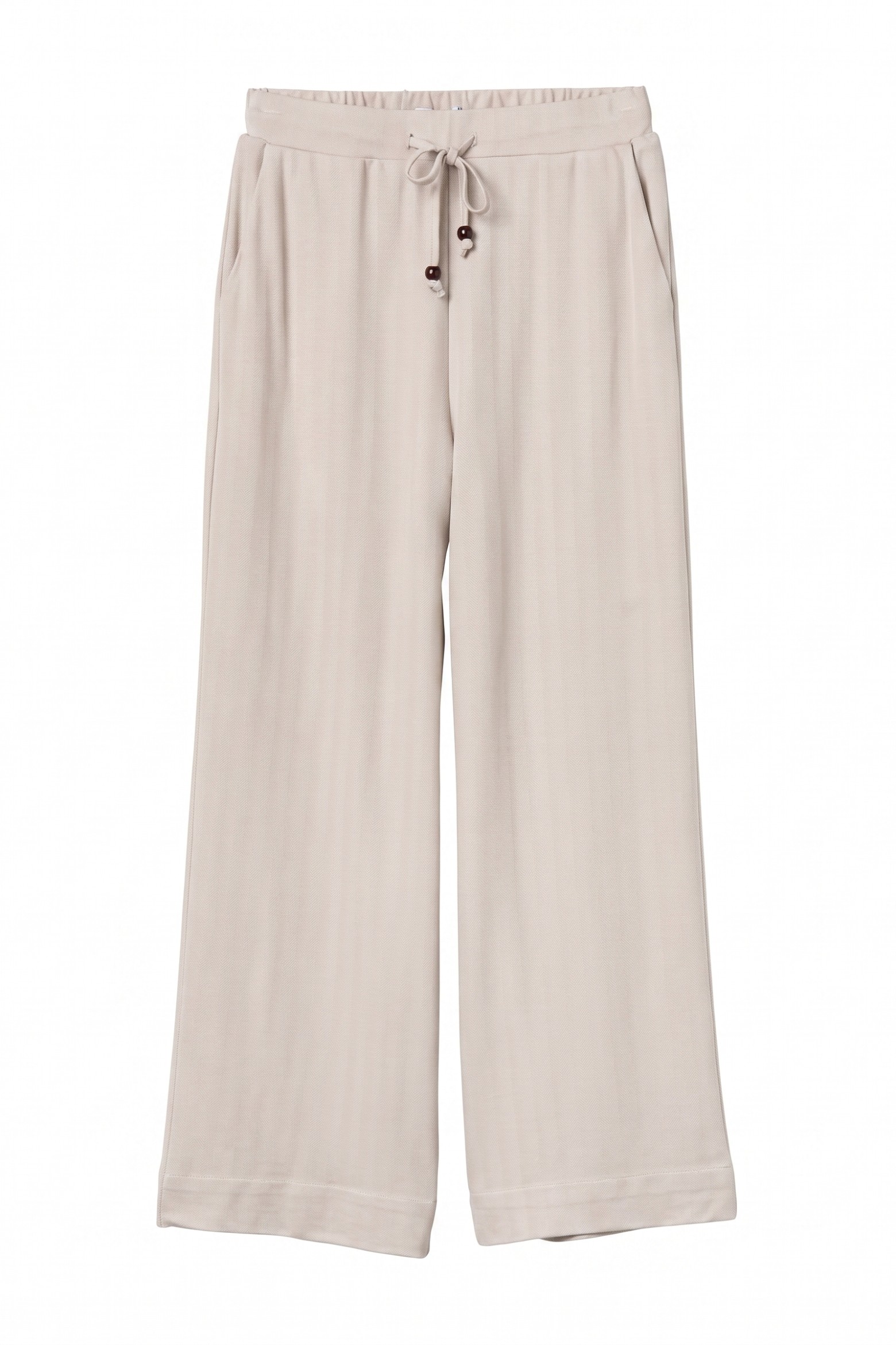 Beige Wide-Leg Trousers