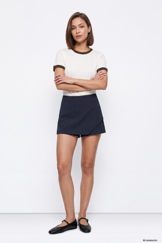 Short azul efecto falda