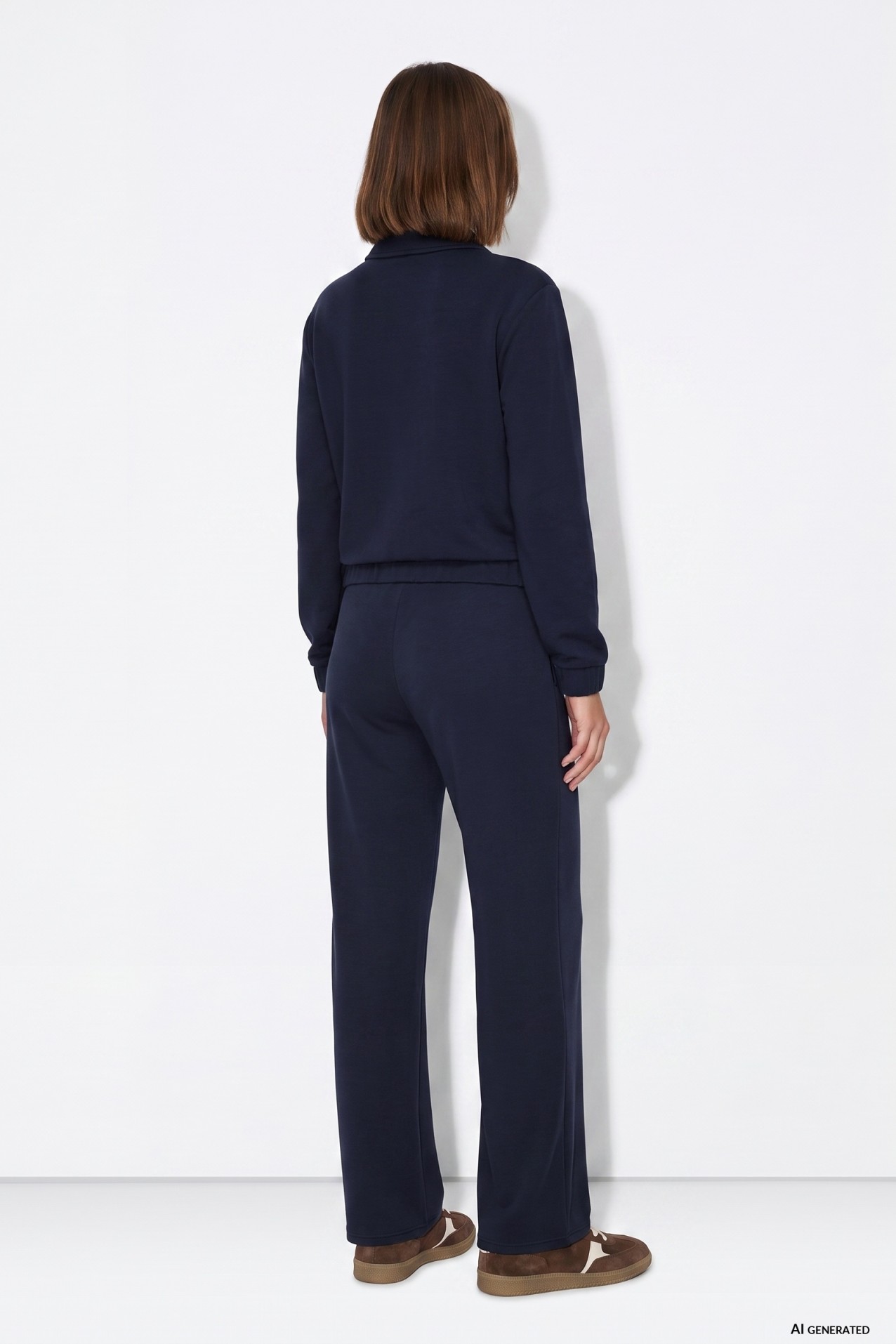 Wide Leg Navy Trousers