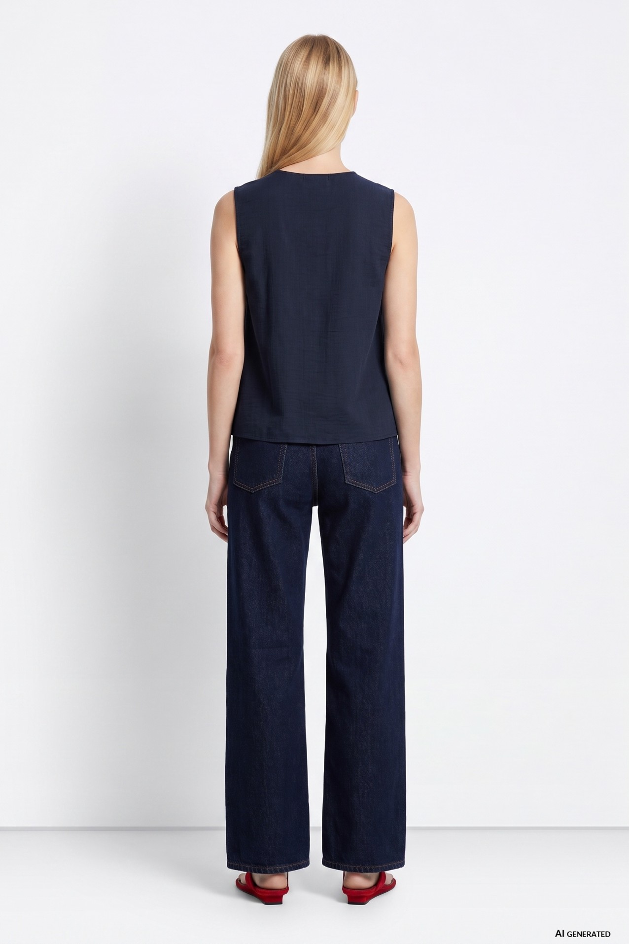 Jeans wide leg azul escuro
