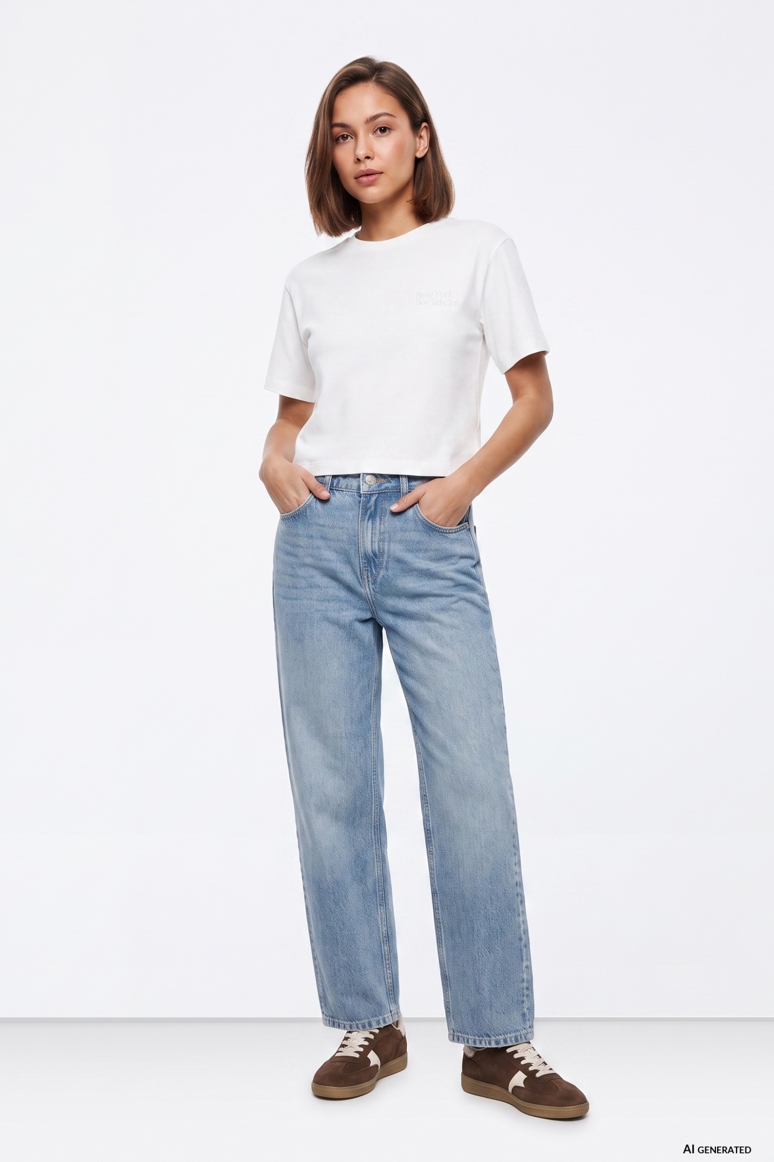 Jeans corte largo azul claro