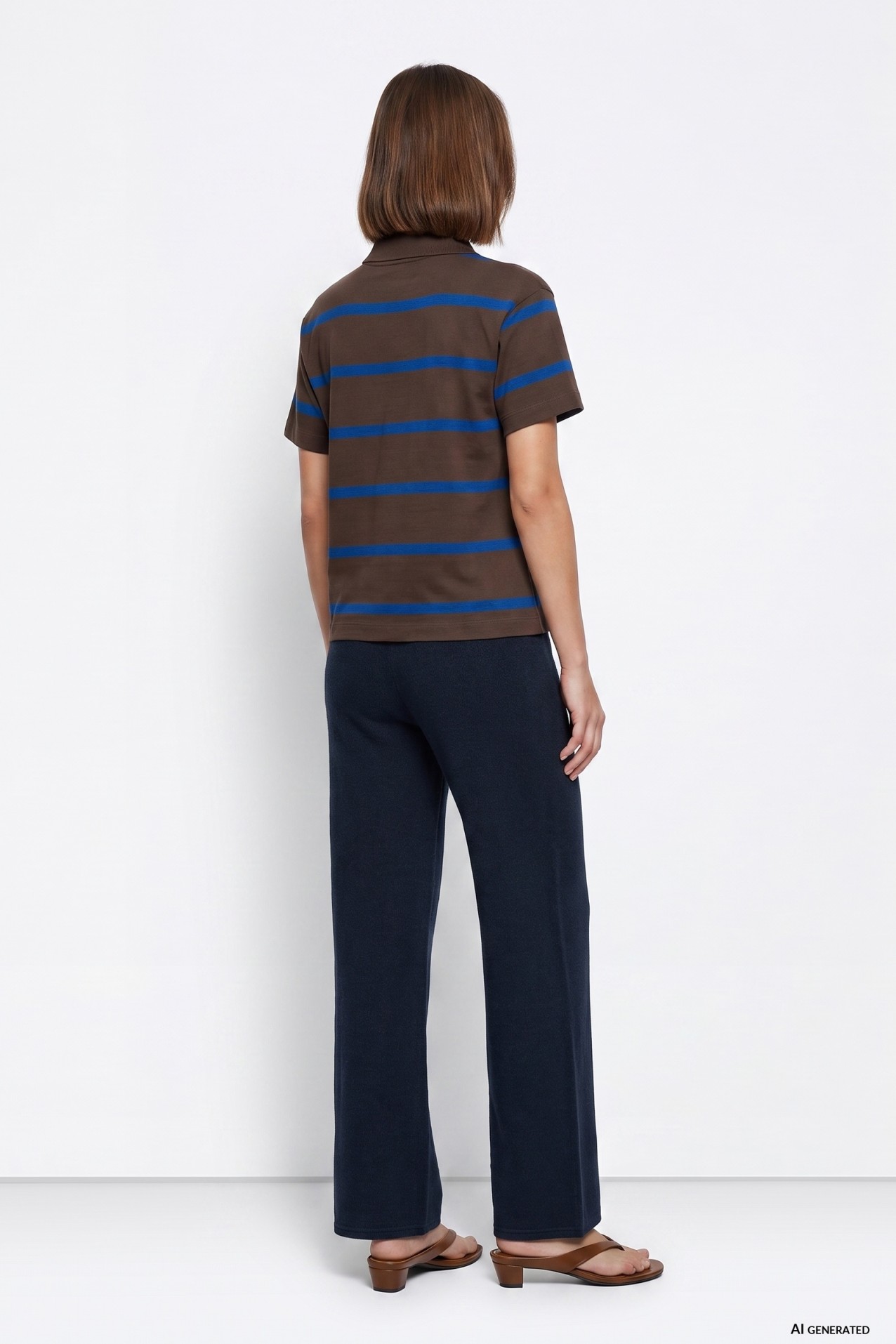 Dark Blue Wide-Leg Trousers