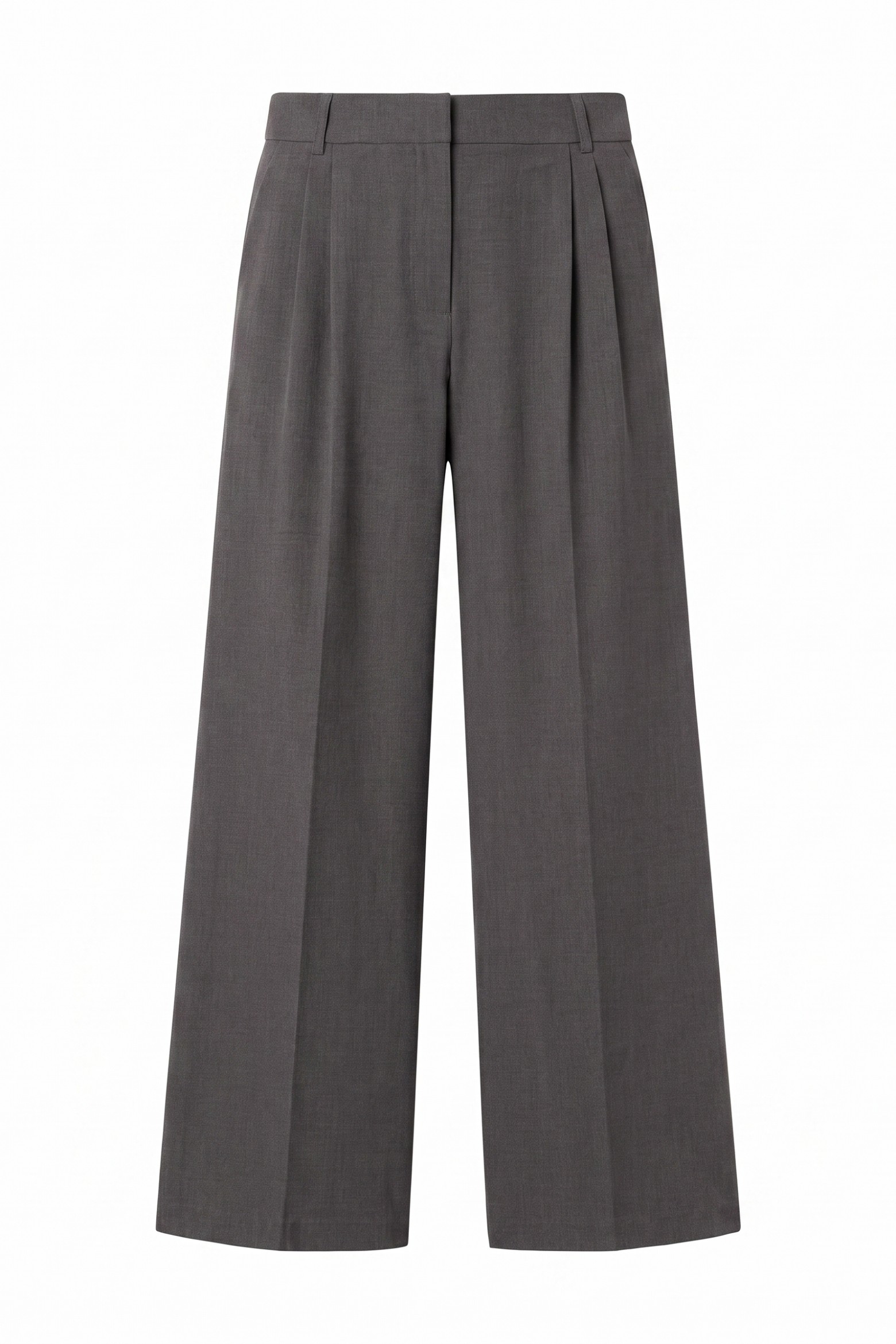 Wide-Leg Grey Melange Trousers
