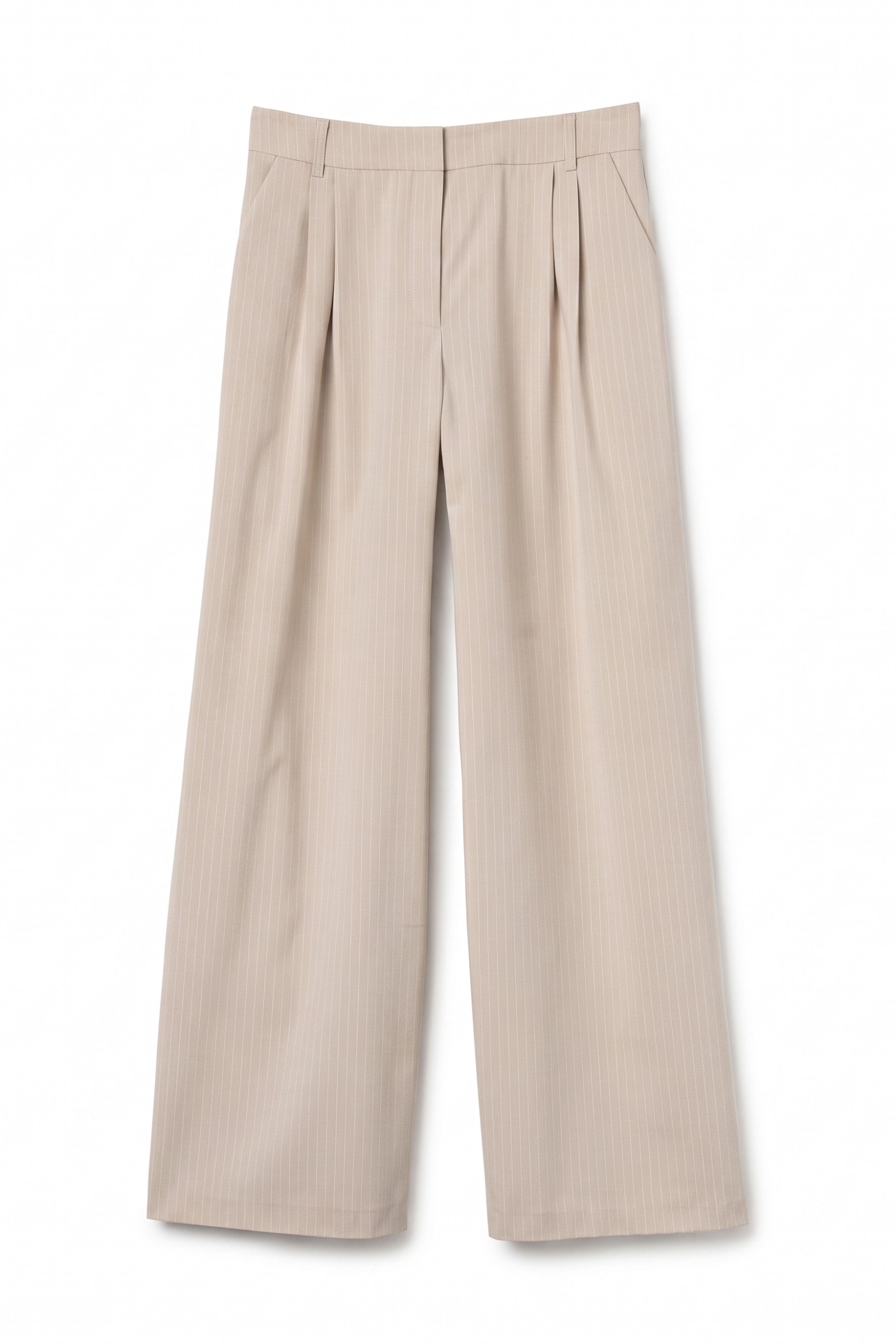 Beige Wide-Leg Trousers