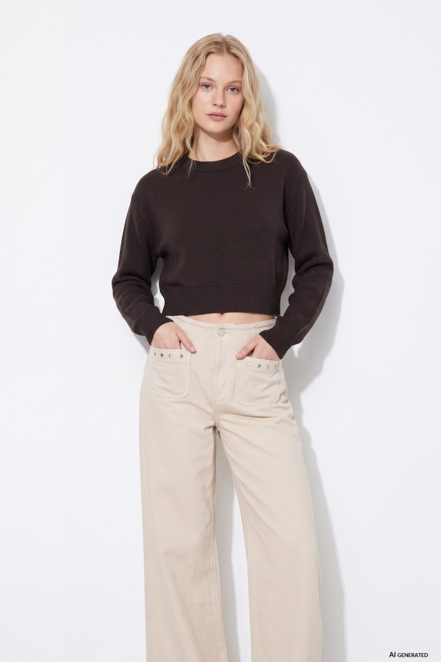 Dark Brown Crop Sweater