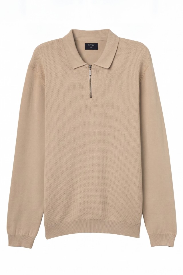 Beige Zip Collar Jumper Beige Zip Collar Jumper