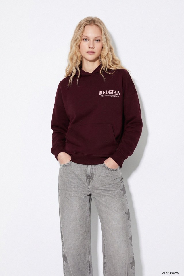 Red Loose Fit Hoodie