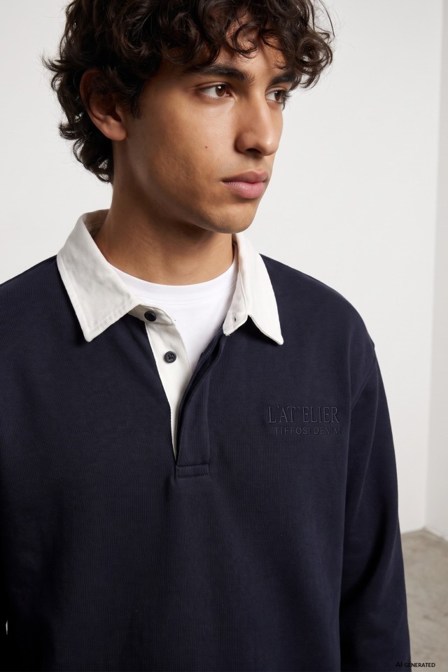 Long Sleeve Blue Polo