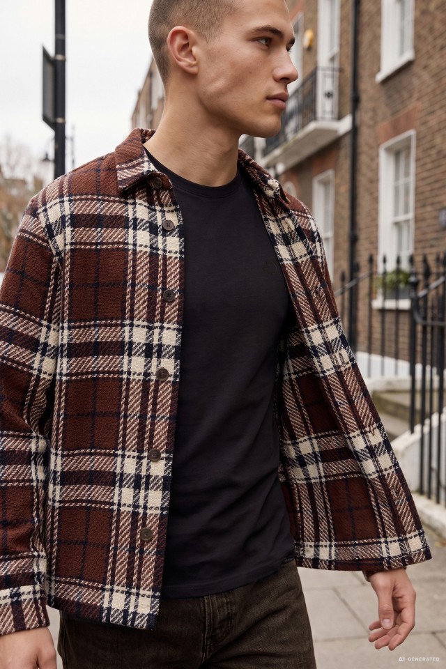 Dark Brown Checked Shirt