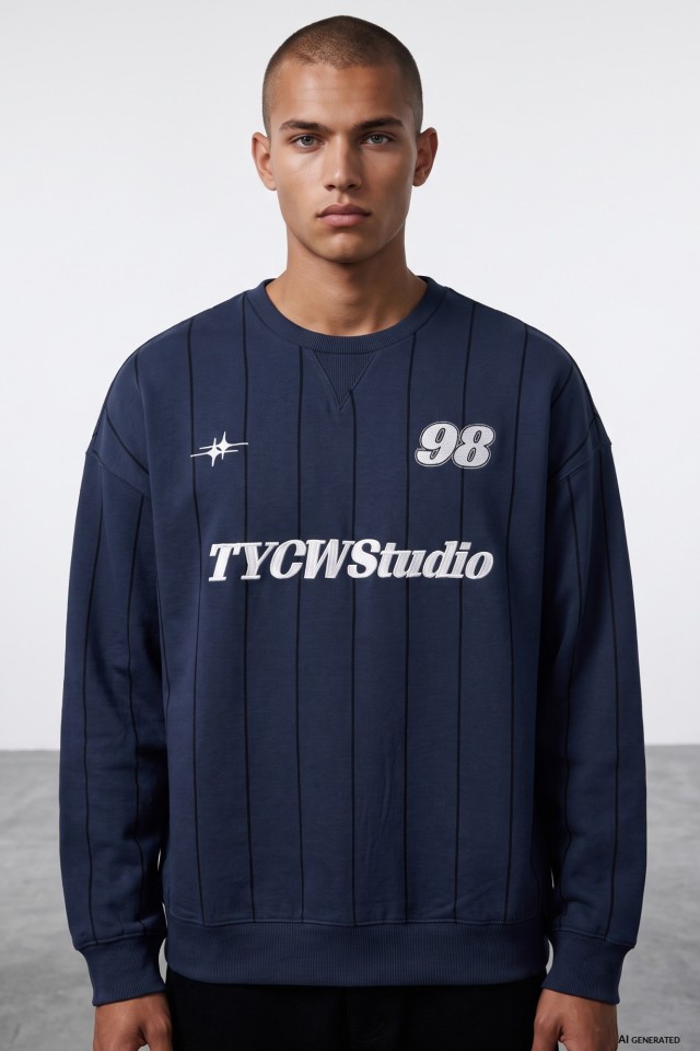 Navy Blue Pinstripe Sweatshirt Navy Blue Pinstripe Sweatshirt