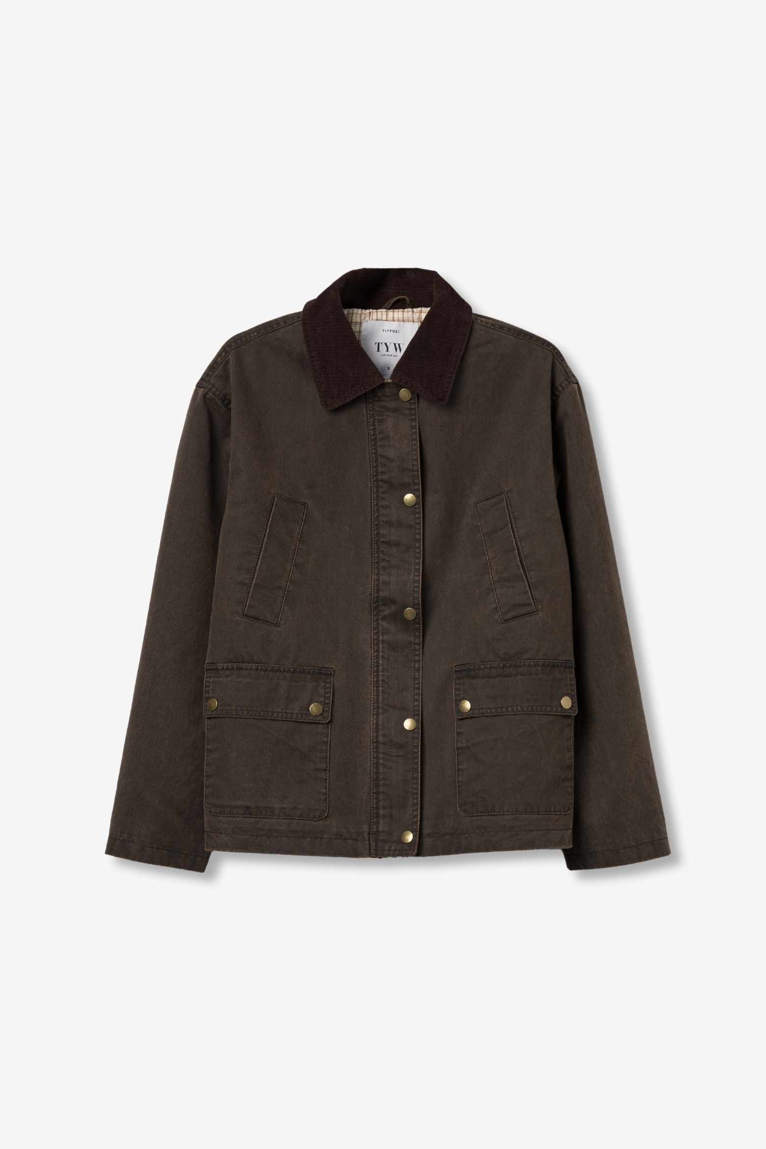Casaco castanho oversized curto