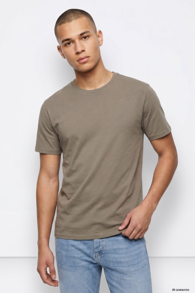 Cotton T-shirt with Embossed Detail