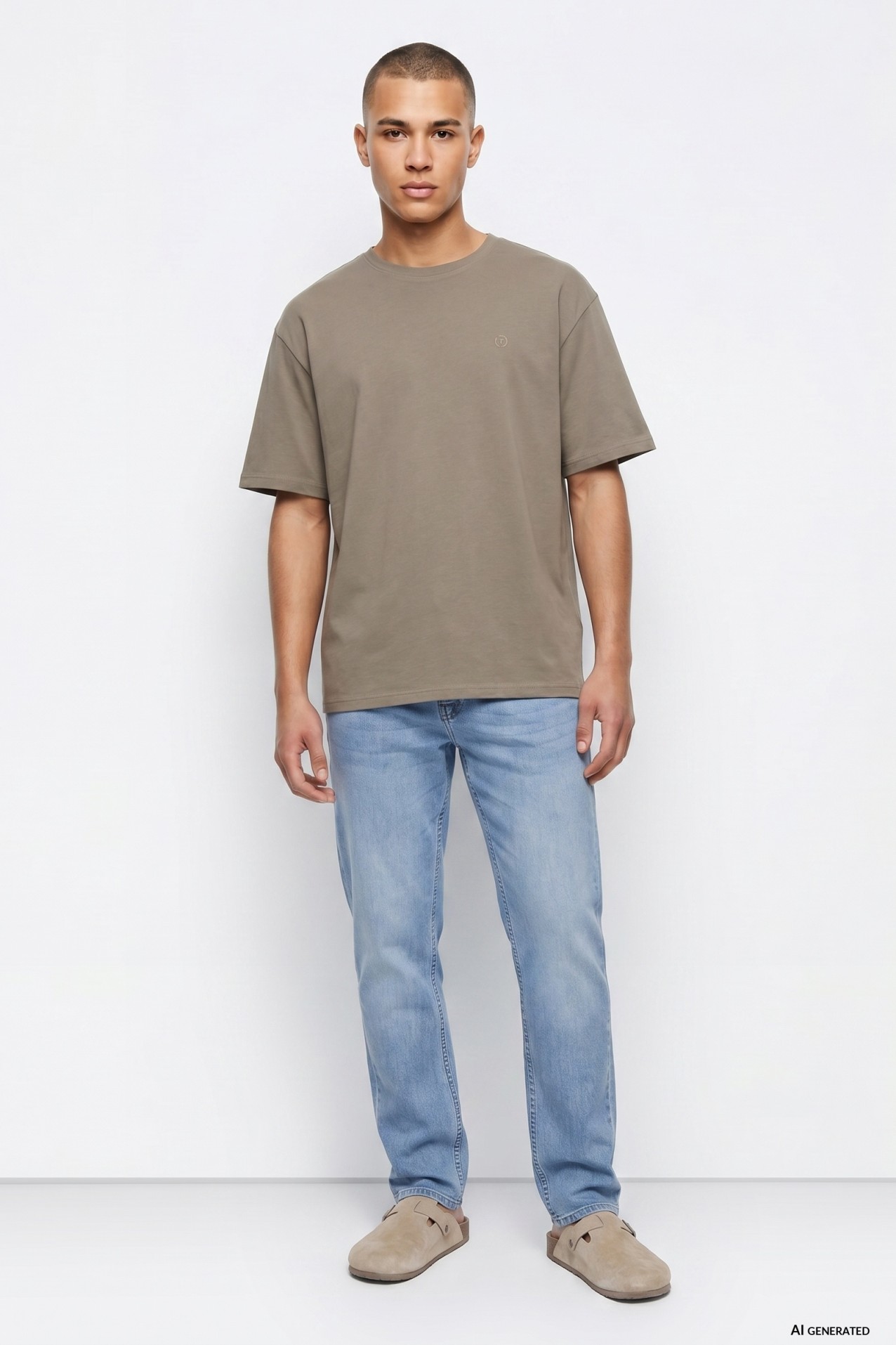 Cotton T-shirt with Embossed Detail
