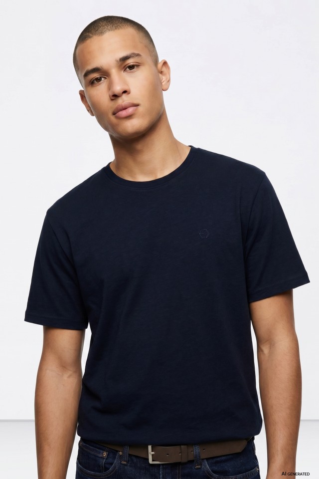Cotton T-shirt with Embossed Detail