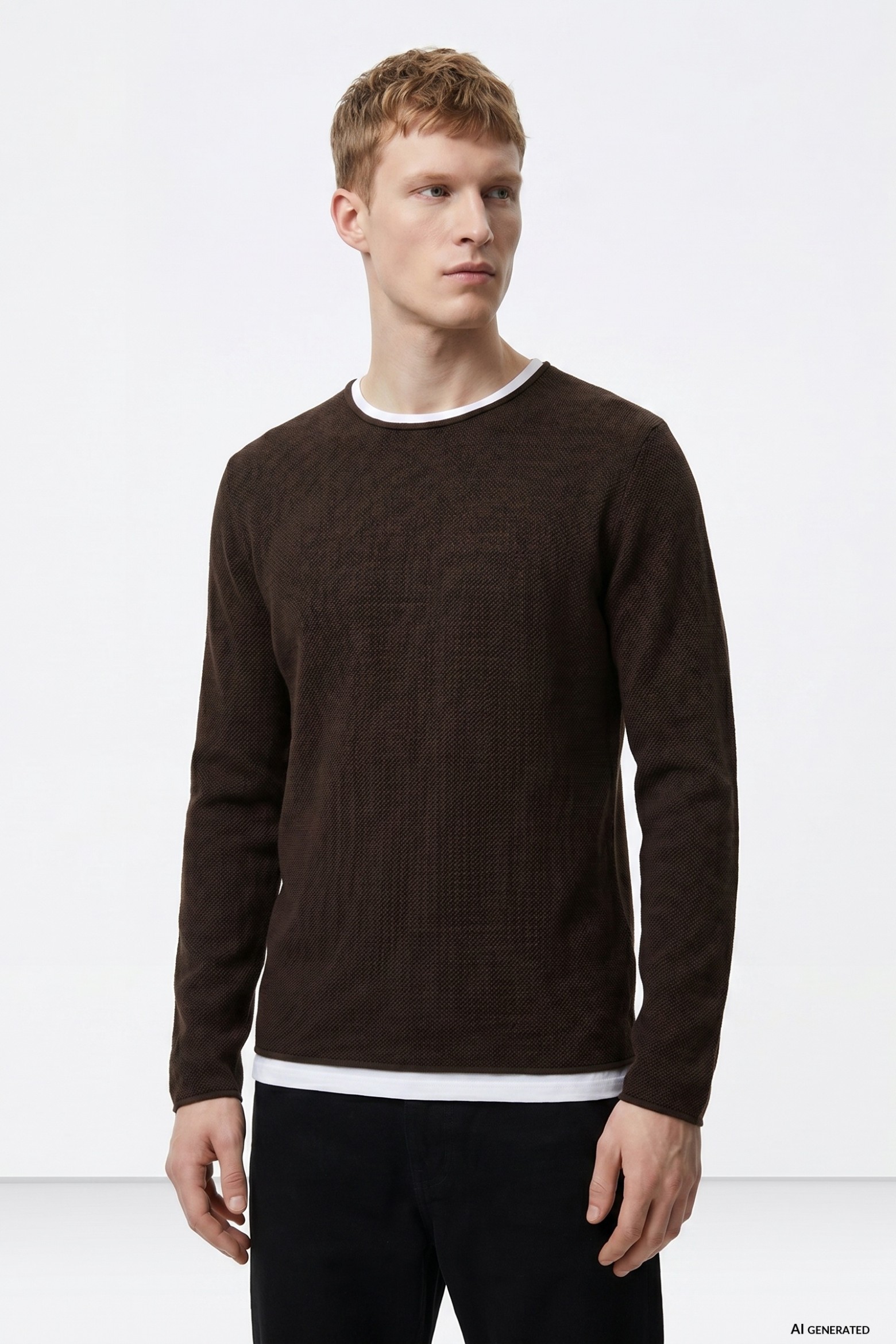 Brown Casual Knit Sweater